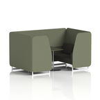 Brixworth Booth With White Legs And Black Table In Two Tone 4 Seater Newbury Panels And Westminster Sofa Band 3 - Main Line Flax