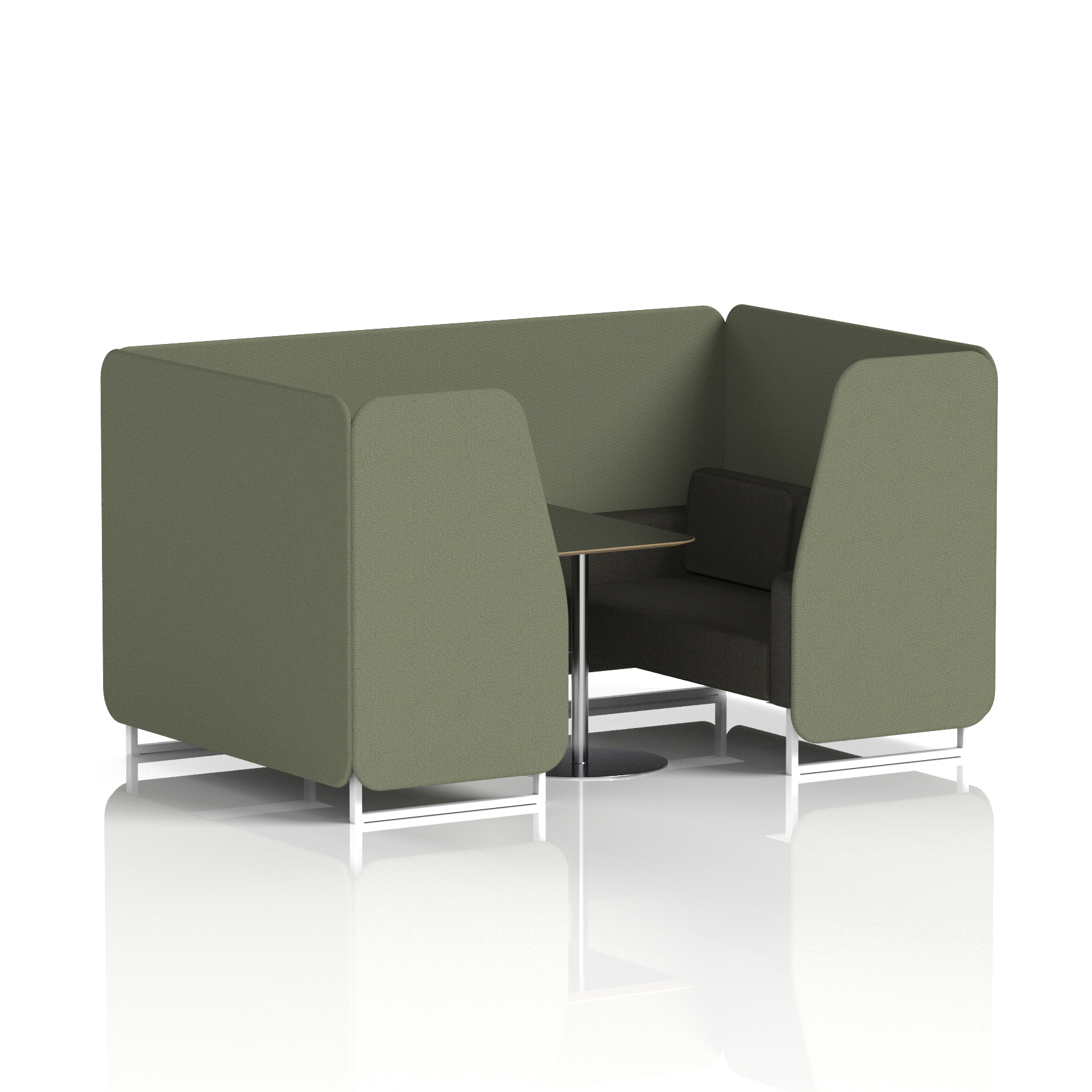 Brixworth Booth With White Legs And Black Table In Two Tone 4 Seater Newbury Panels And Westminster Sofa Band 3 - Main Line Flax