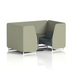 Brixworth Booth With White Legs And Black Table In Two Tone 6 Seater Newbury Panels And Westminster Sofa Band 3 - Main Line Flax