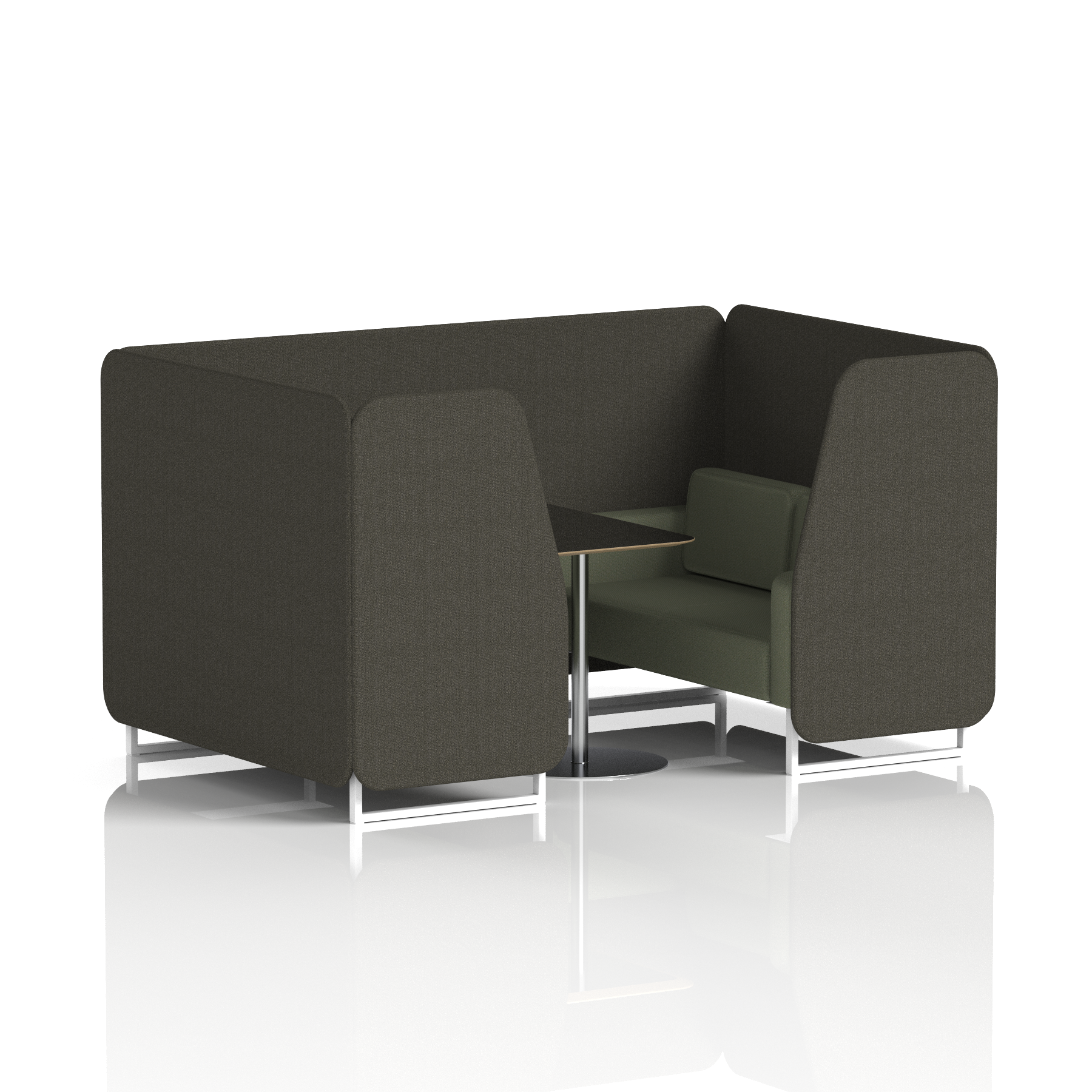 Brixworth Booth With White Legs And Black Table In Two Tone 2 Seater Temple Panels And Monument Sofa Band 3 - Main Line Flax