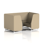 Brixworth Booth With White Legs And Black Table In Two Tone 4 Seater Temple Panels And Monument Sofa Band 3 - Main Line Flax