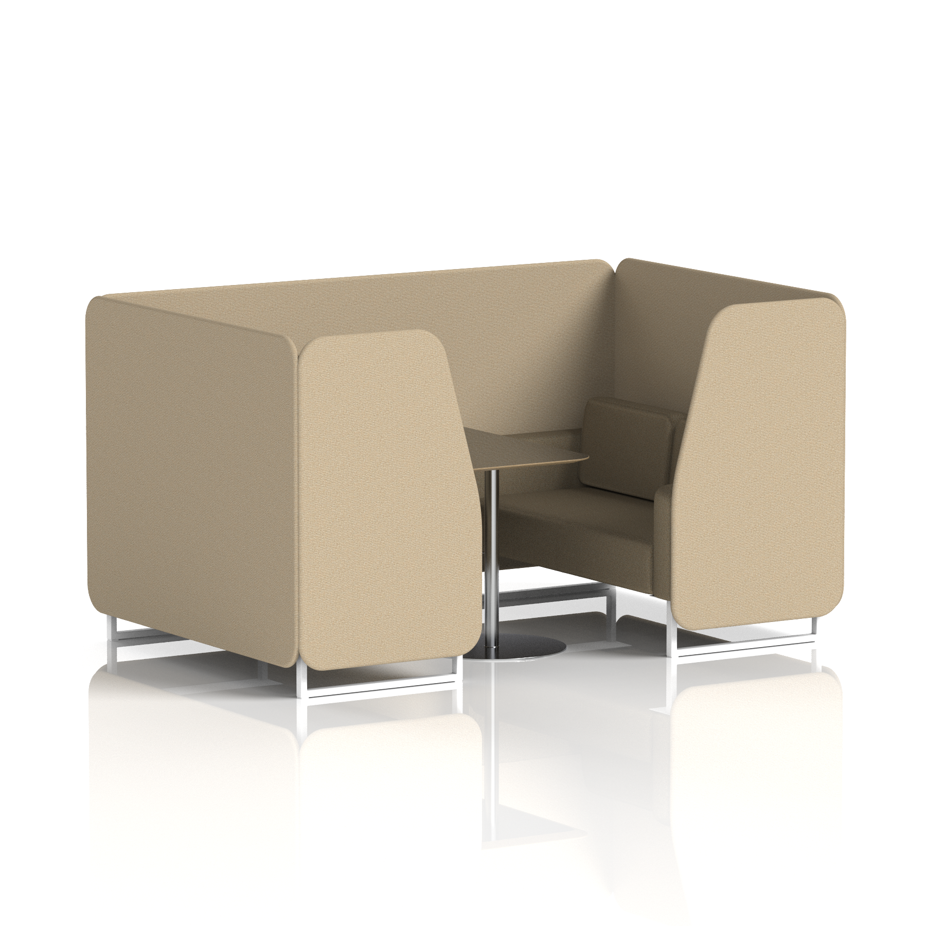 Brixworth Booth With White Legs And Black Table In Two Tone 4 Seater Temple Panels And Monument Sofa Band 3 - Main Line Flax