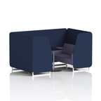 Brixworth Booth With White Legs And Black Table In Two Tone 4 Seater Upminster Panels And Bank Sofa Band 3 - Main Line Flax