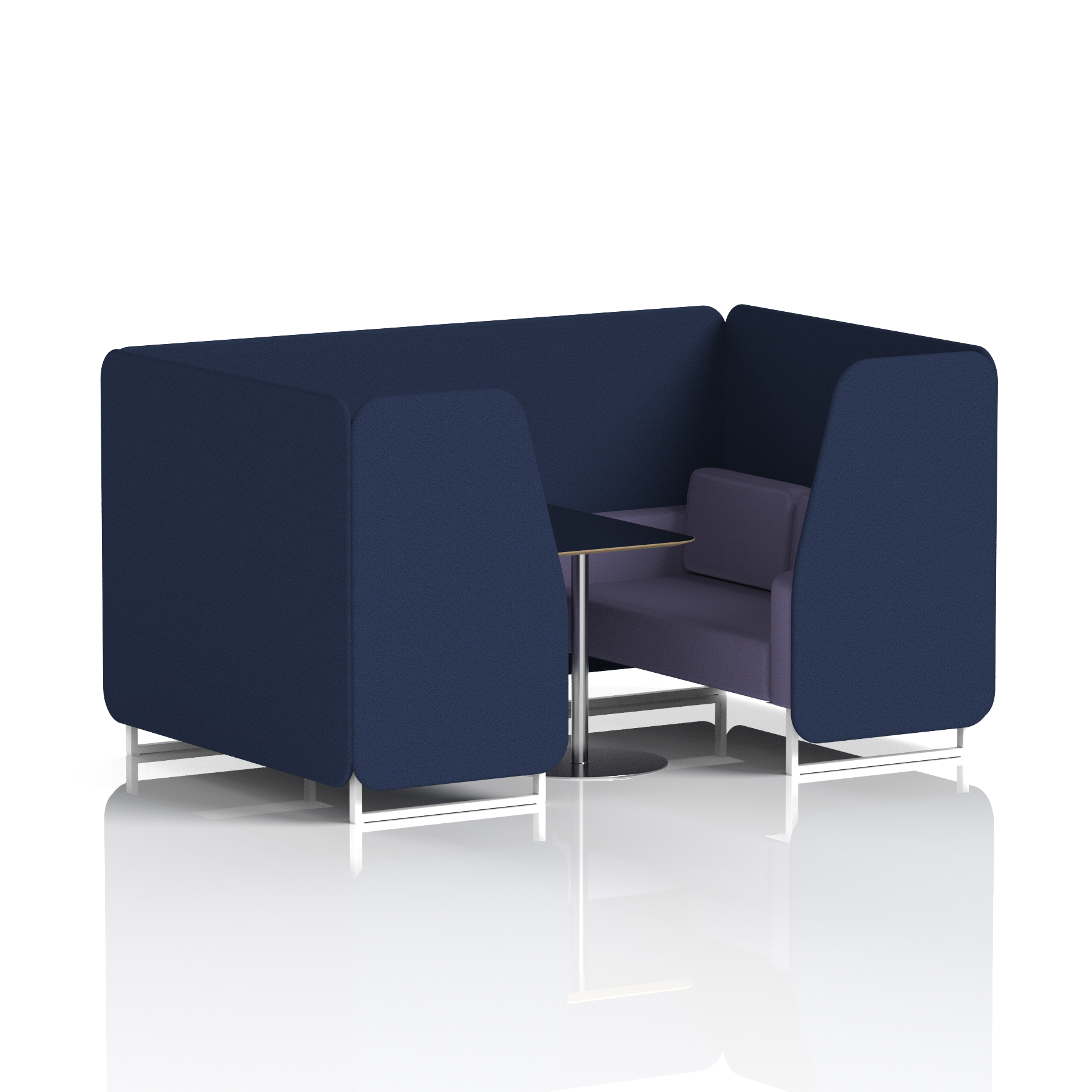 Brixworth Booth With White Legs And Black Table In Two Tone 4 Seater Upminster Panels And Bank Sofa Band 3 - Main Line Flax