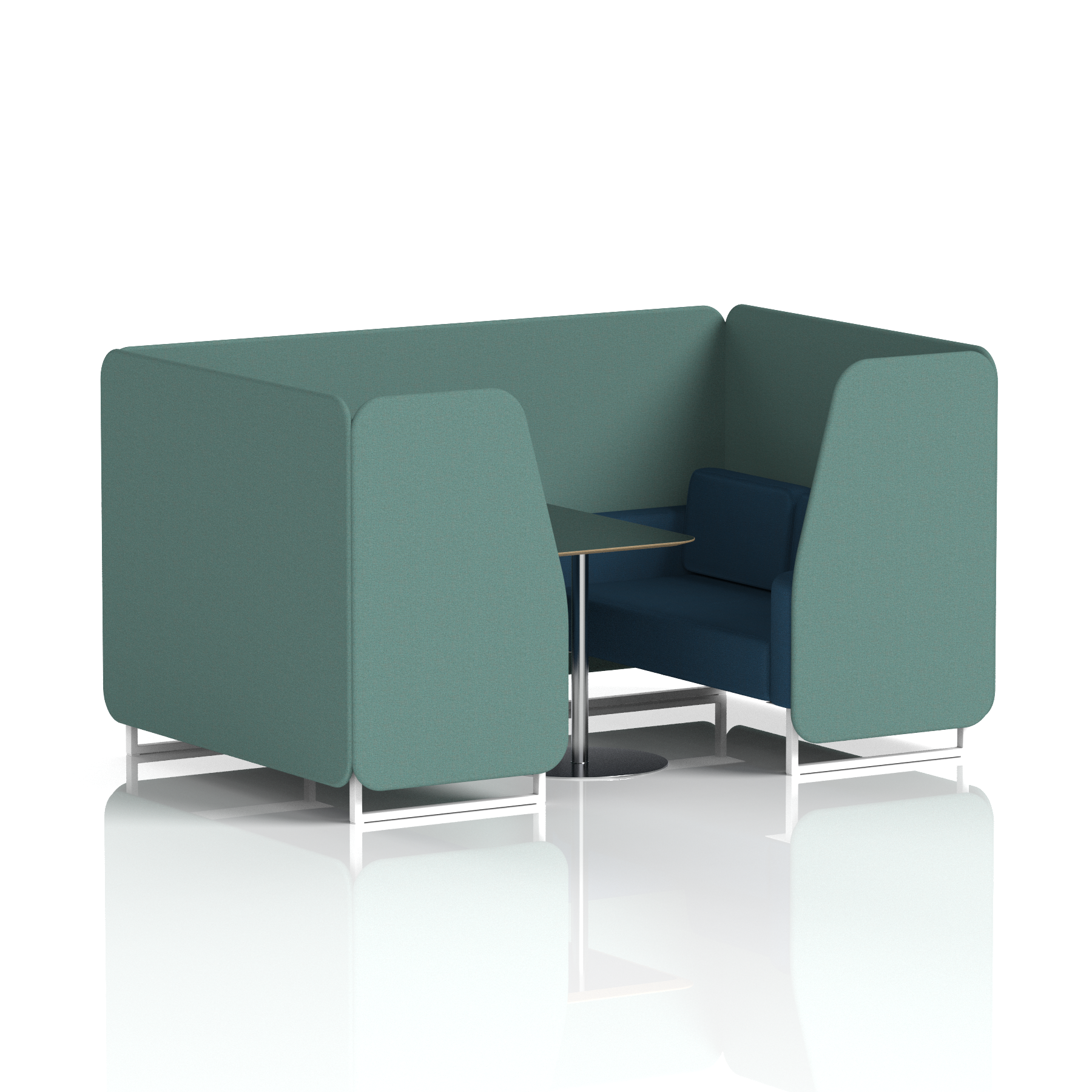 Brixworth Booth With White Legs And Black Table In Two Tone 2 Seater Affix Panels And Wed Sofa Band 4 - Synergy