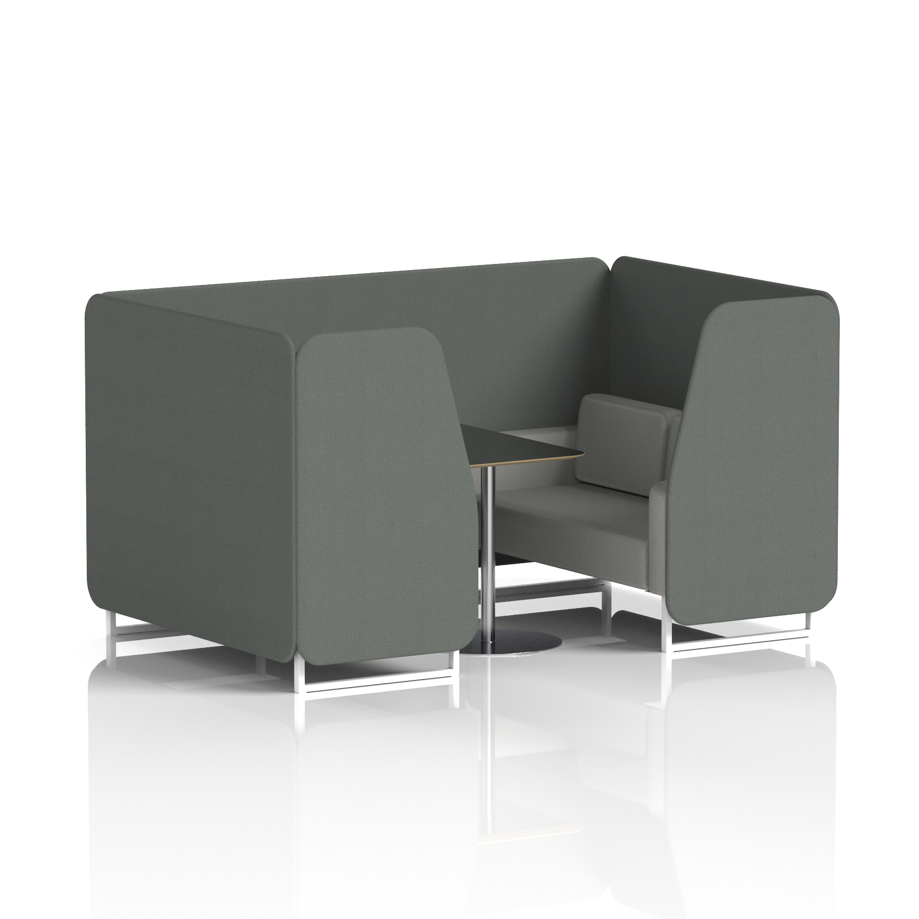 Brixworth Booth With White Legs And Black Table In Two Tone 4 Seater Affix Panels And Wed Sofa Band 4 - Synergy