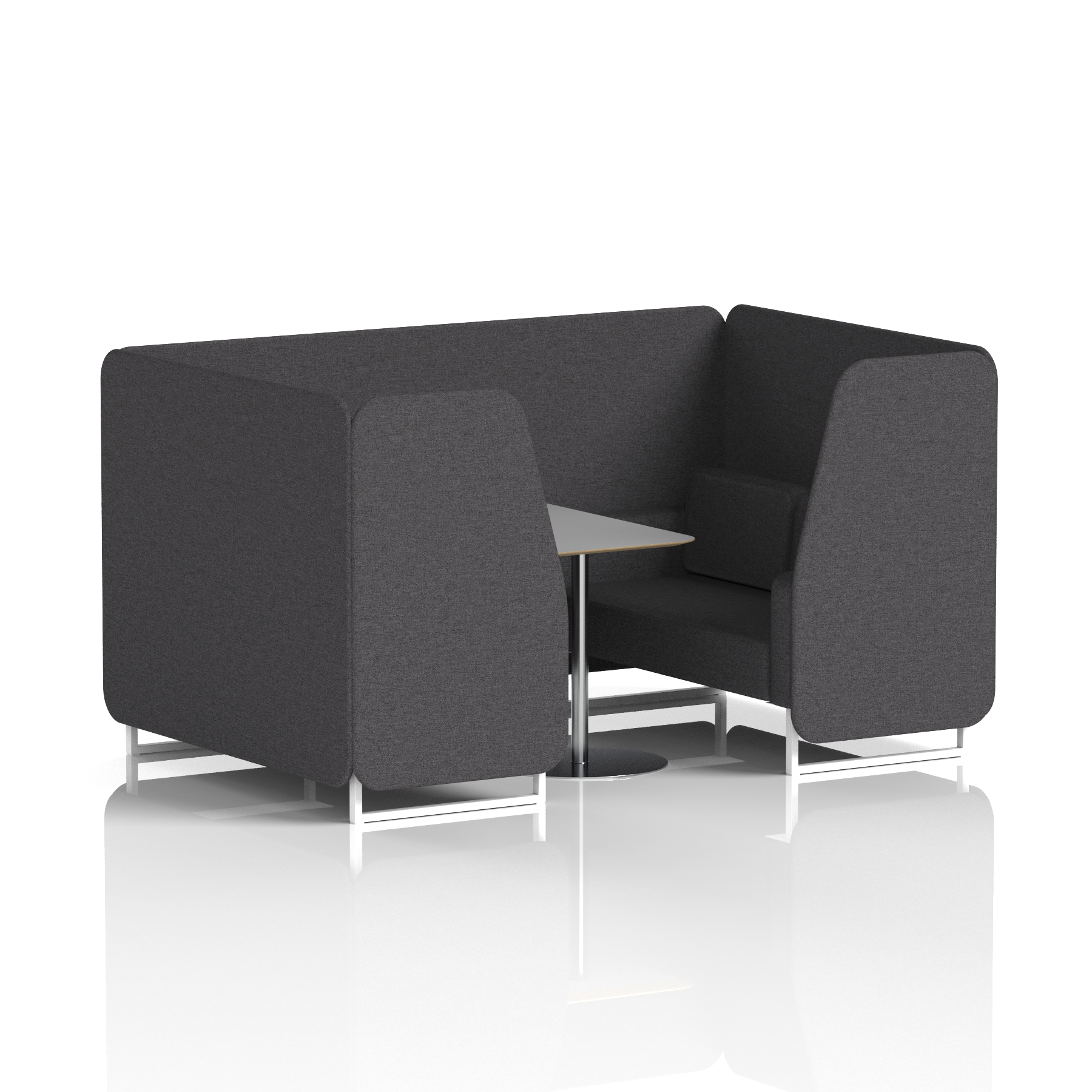 Brixworth Booth With White Legs And Grey Table In Single Tone 2 Seater Bank Panels And Sofa Band 3 - Main Line Flax