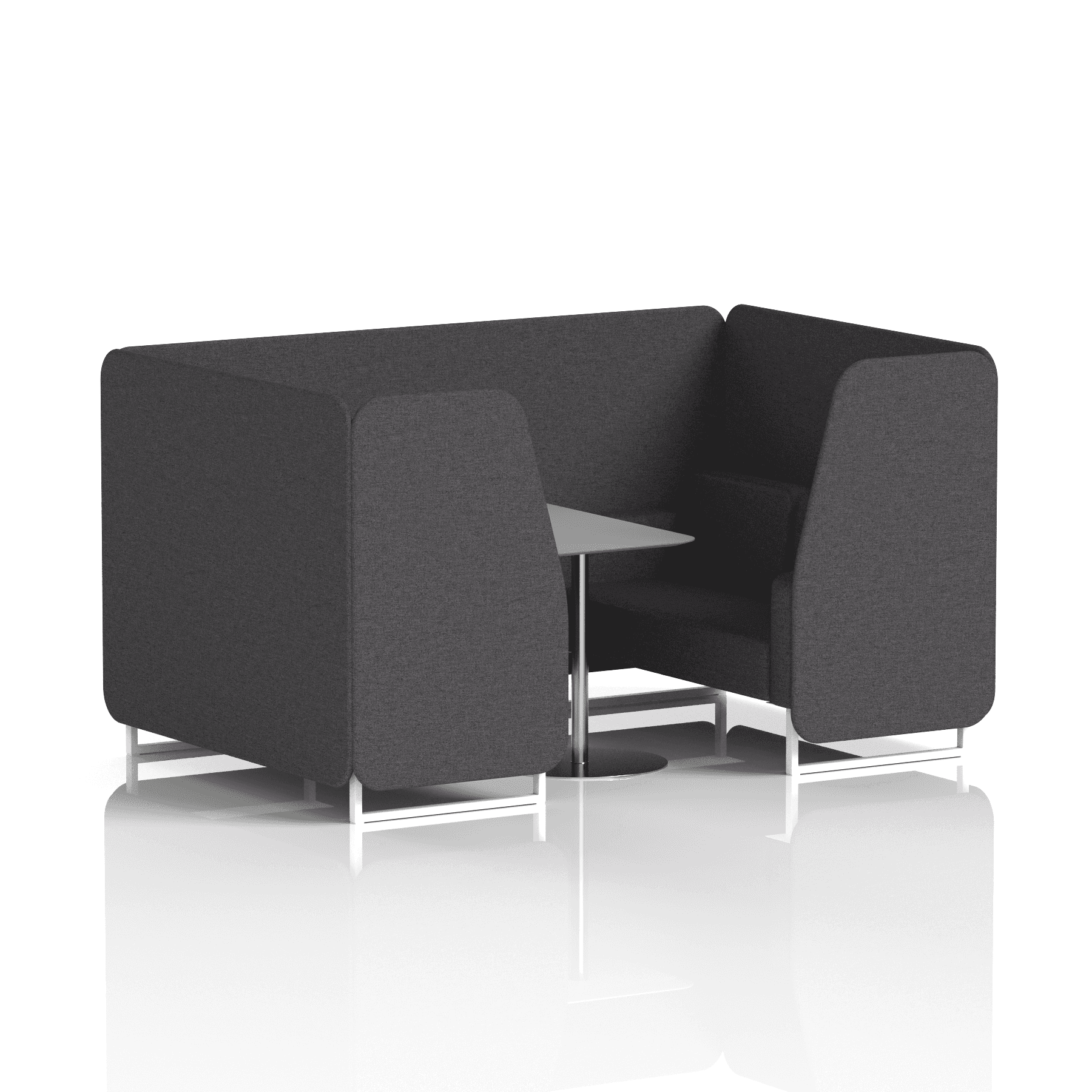 Brixworth Booth With White Legs And Grey Table In Single Tone 2 Seater Bank Panels And Sofa Band 3 - Main Line Flax