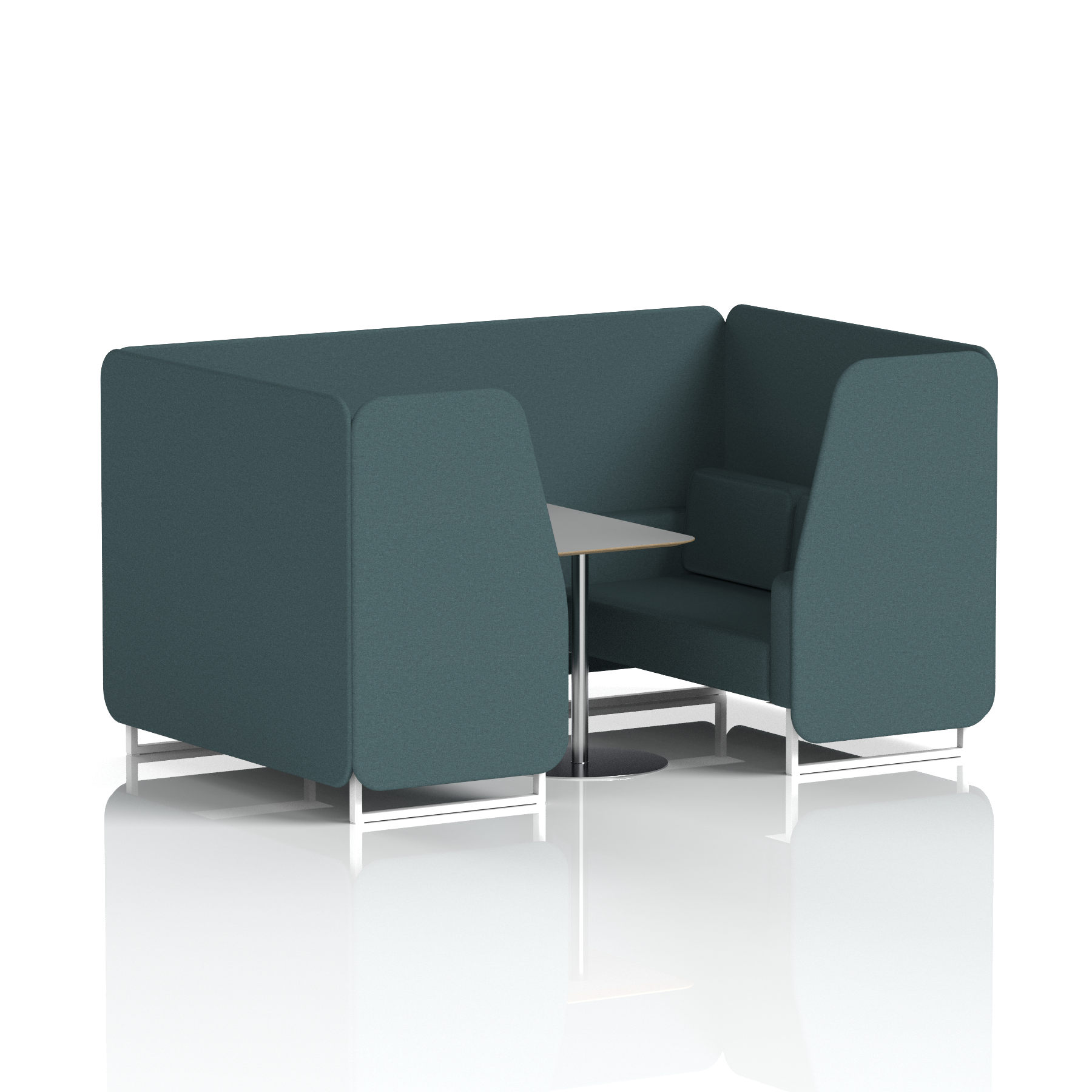 Brixworth Booth With White Legs And Grey Table In Single Tone 4 Seater Monument Panels And Sofa Band 3 - Main Line Flax