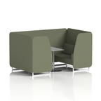 Brixworth Booth With White Legs And Grey Table In Single Tone 4 Seater Newbury Panels And Sofa Band 3 - Main Line Flax