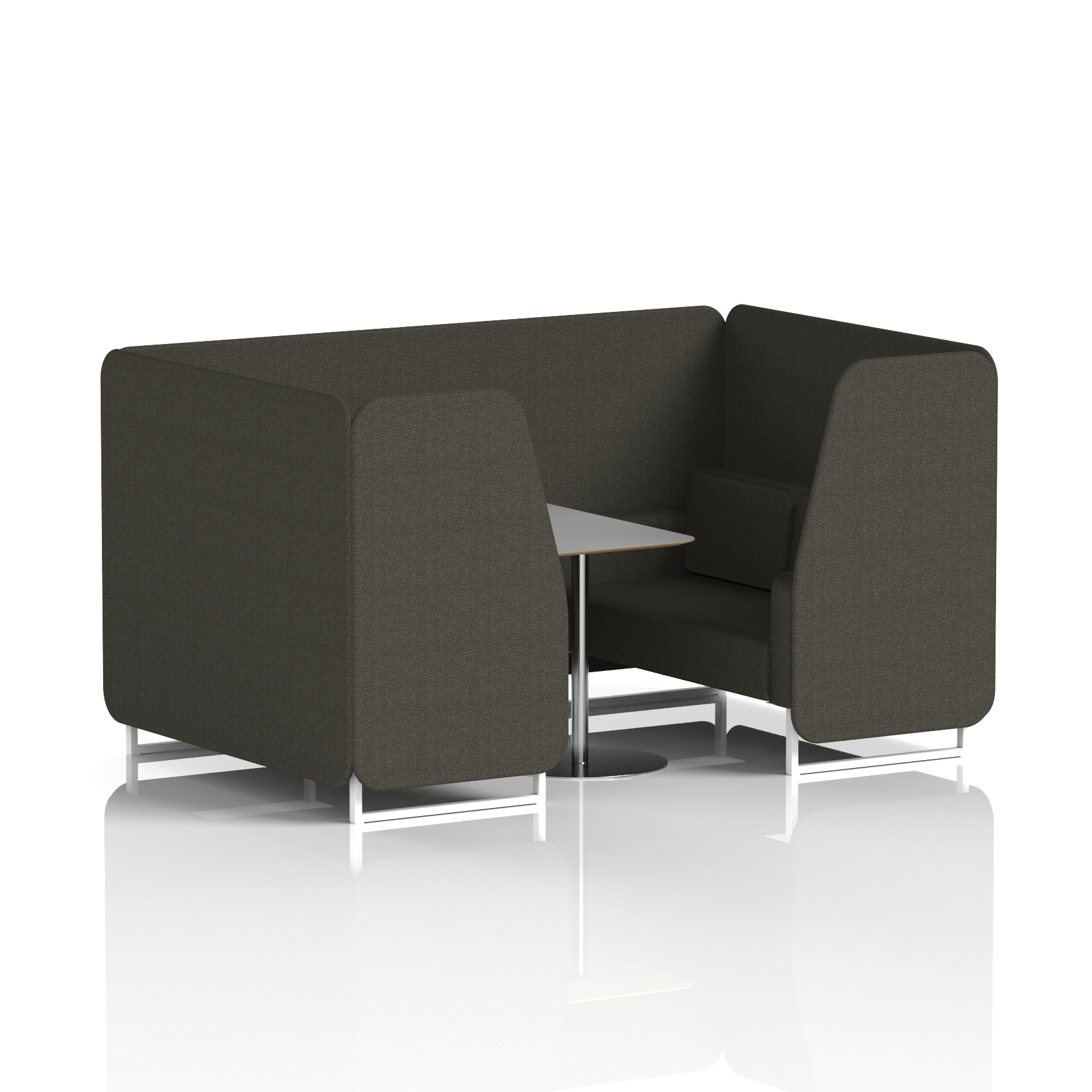 Brixworth Booth With White Legs And Grey Table In Single Tone 2 Seater Temple Panels And Sofa Band 3 - Main Line Flax