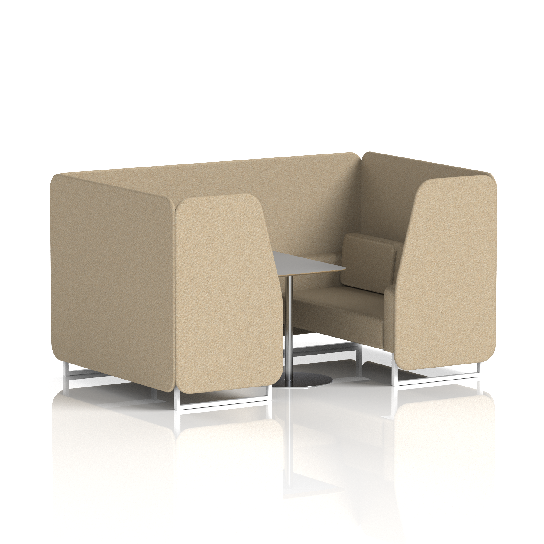 Brixworth Booth With White Legs And Grey Table In Single Tone 4 Seater Temple Panels And Sofa Band 3 - Main Line Flax