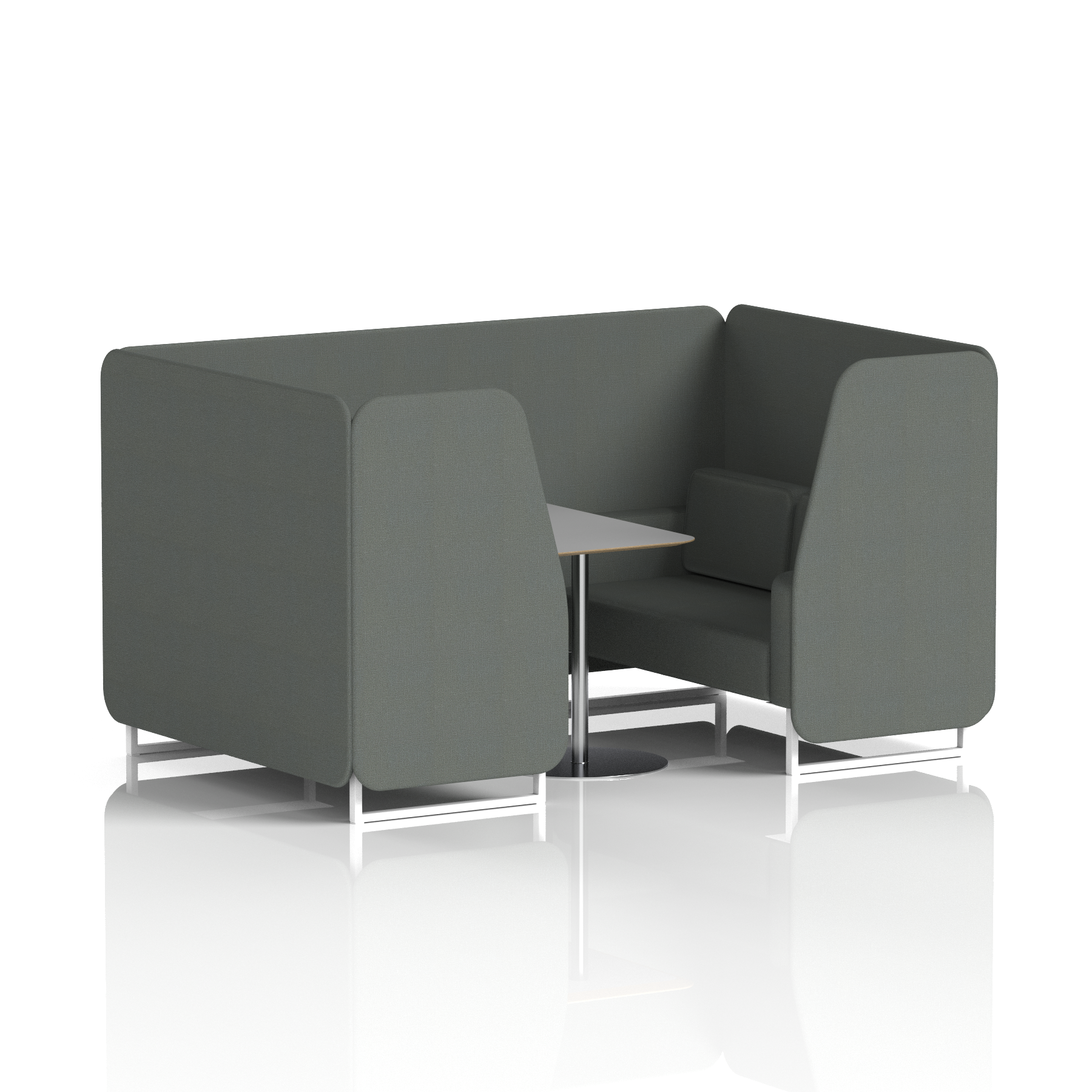 Brixworth Booth With White Legs And Grey Table In Single Tone 4 Seater Affix Panels And Sofa Band 4 - Synergy