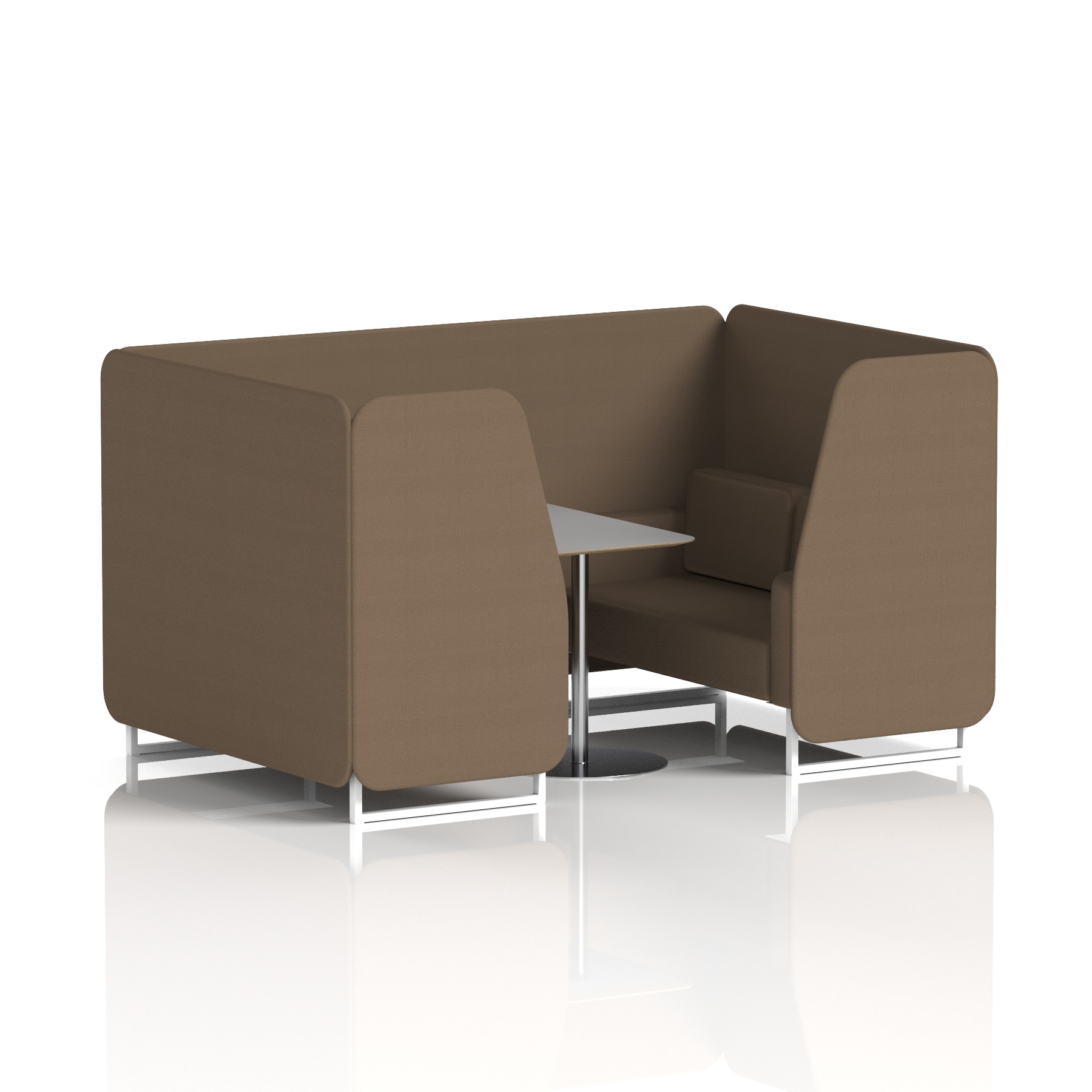 Brixworth Booth With White Legs And Grey Table In Single Tone 6 Seater Affix Panels And Sofa Band 4 - Synergy