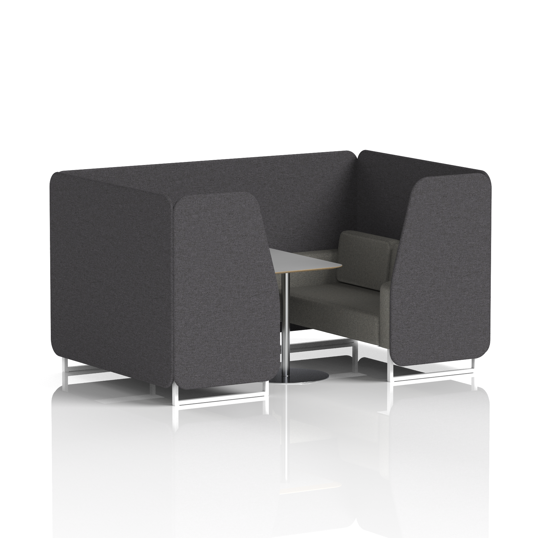 Brixworth Booth With White Legs And Grey Table In Two Tone 2 Seater Bank Panels And Upminster Sofa Band 3 - Main Line Flax