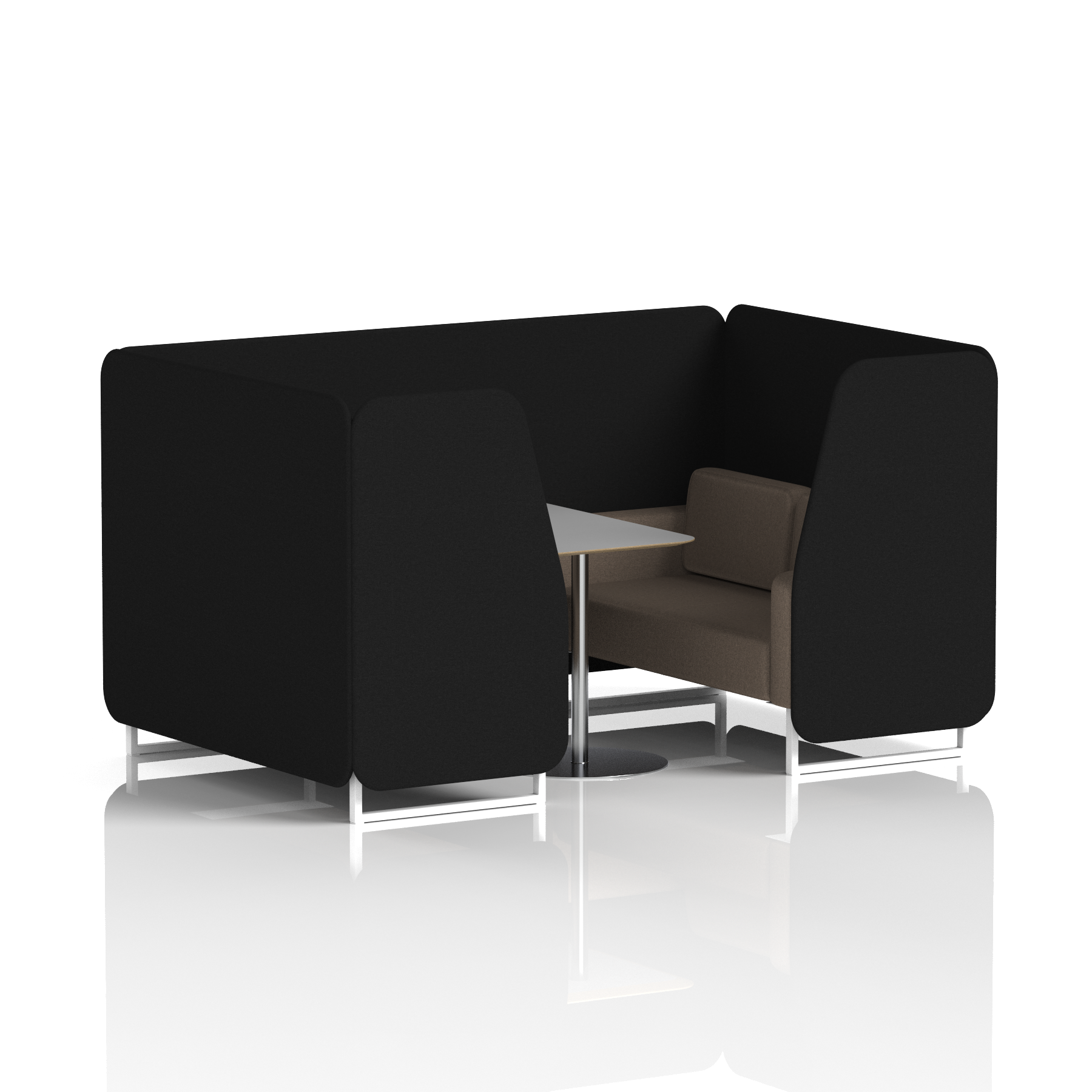 Brixworth Booth With White Legs And Grey Table In Two Tone 6 Seater Bank Panels And Upminster Sofa Band 3 - Main Line Flax