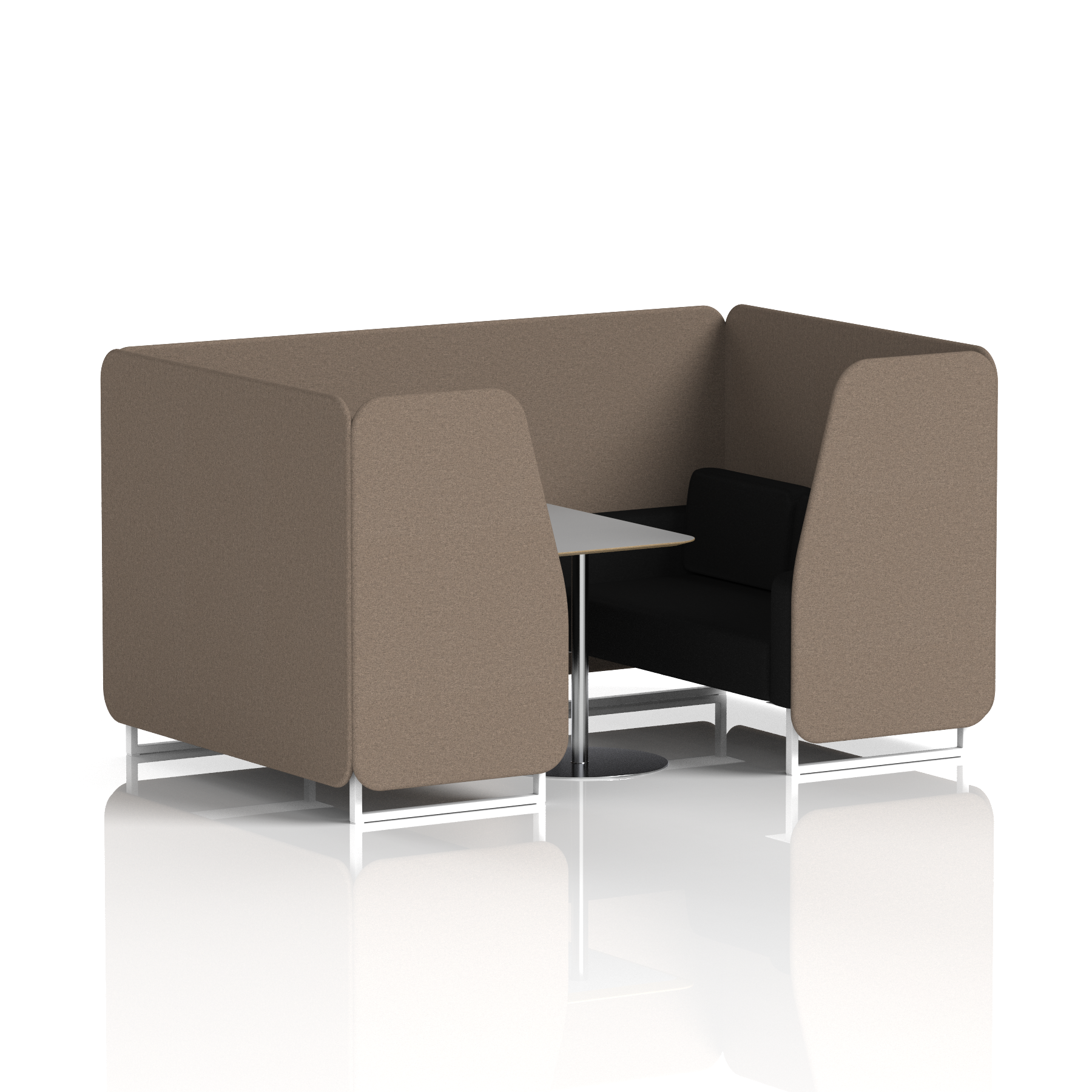 Brixworth Booth With White Legs And Grey Table In Two Tone 6 Seater Monument Panels And Temple Sofa Band 3 - Main Line Flax