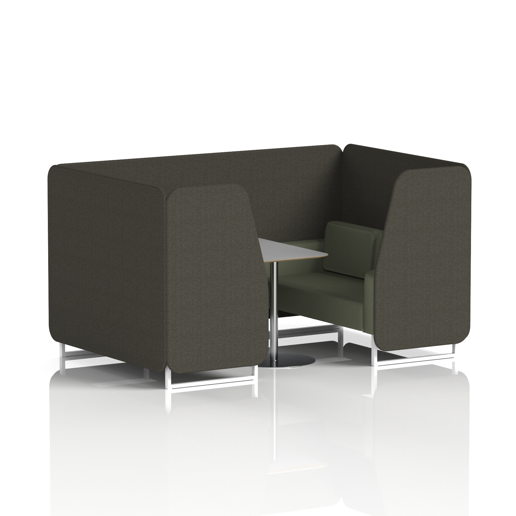 Brixworth Booth With White Legs And Grey Table In Two Tone 2 Seater Temple Panels And Monument Sofa Band 3 - Main Line Flax