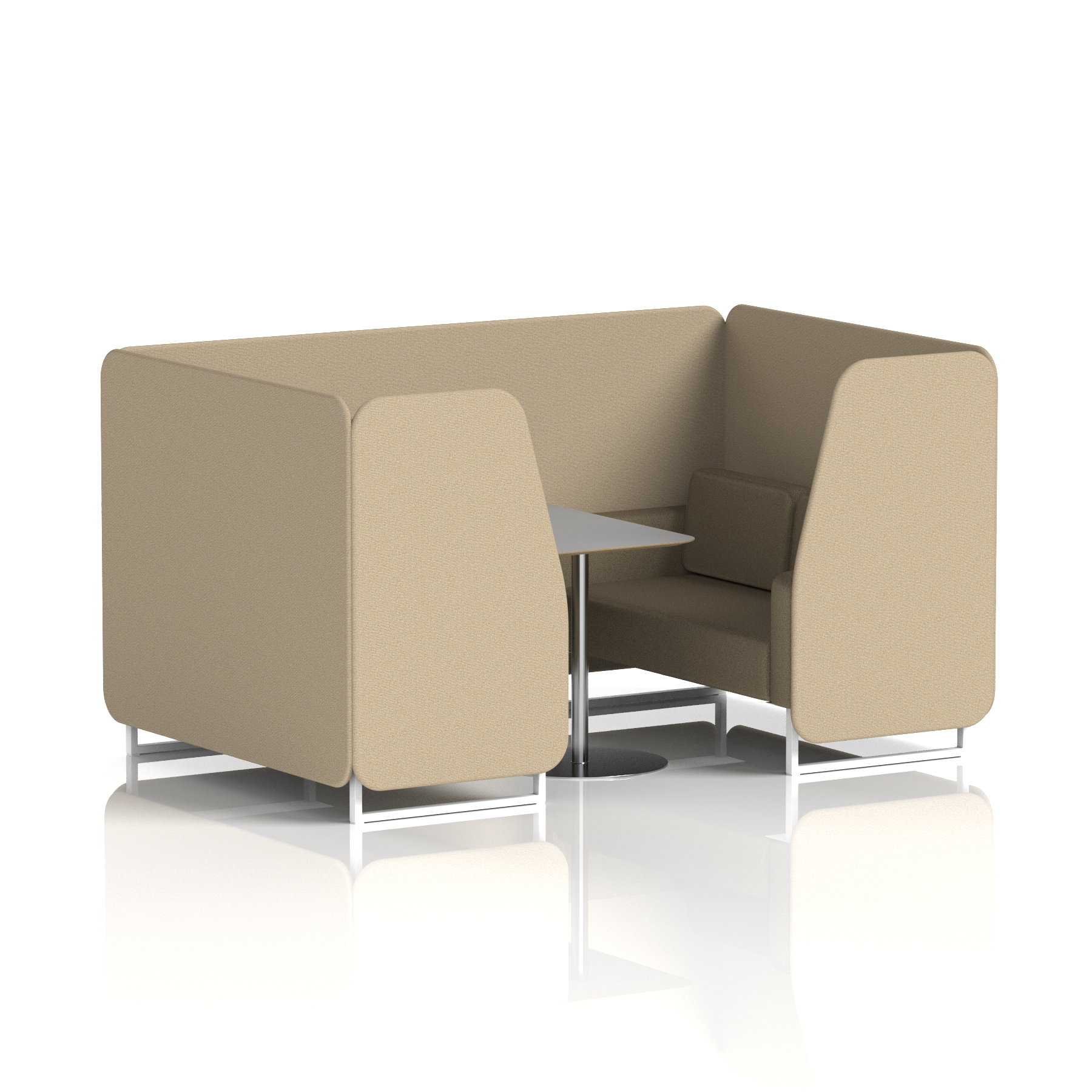 Brixworth Booth With White Legs And Grey Table In Two Tone 4 Seater Temple Panels And Monument Sofa Band 3 - Main Line Flax