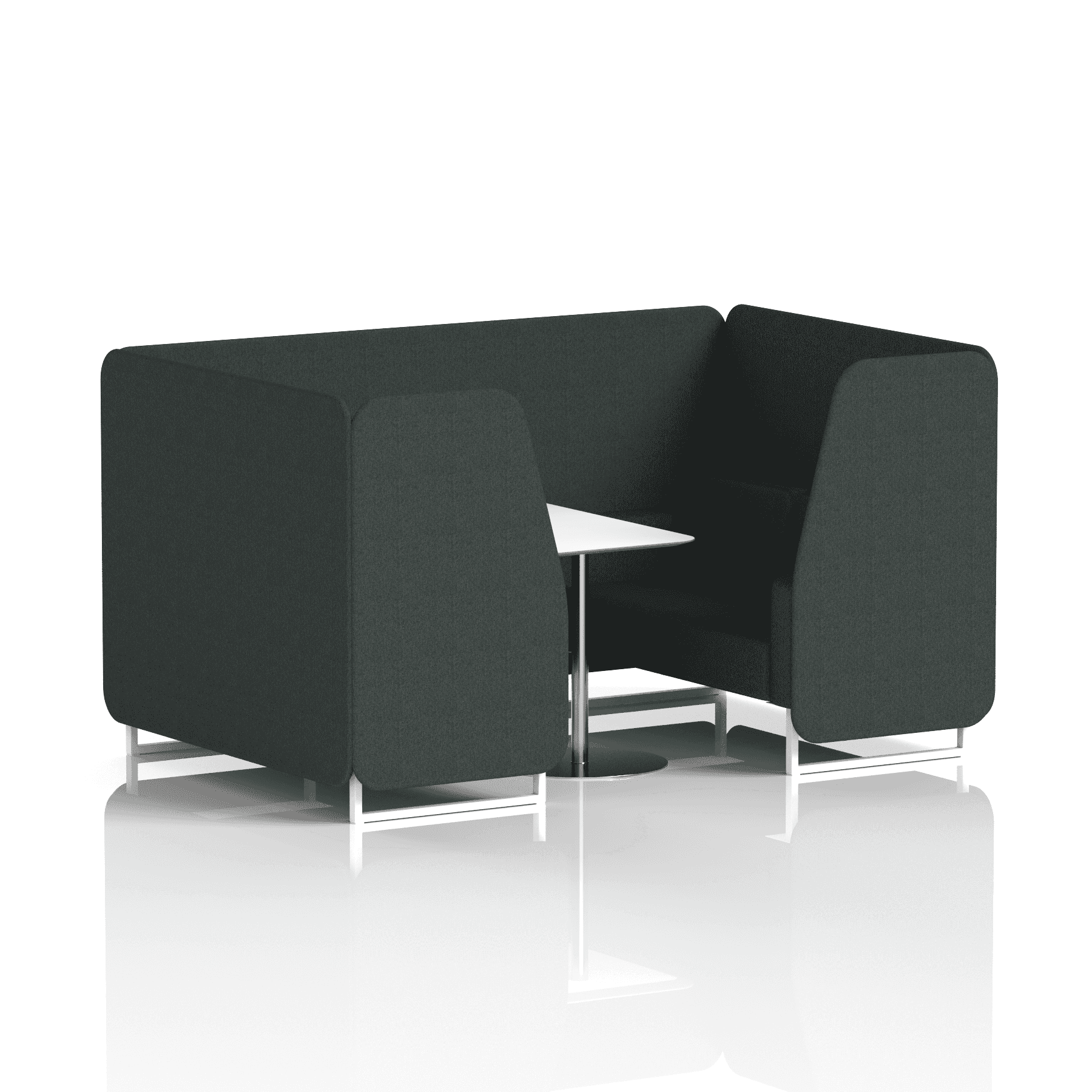Brixworth Booth With White Legs And White Table In Single Tone 4 Seater Polygon Panels And Sofa Band 2 - X2