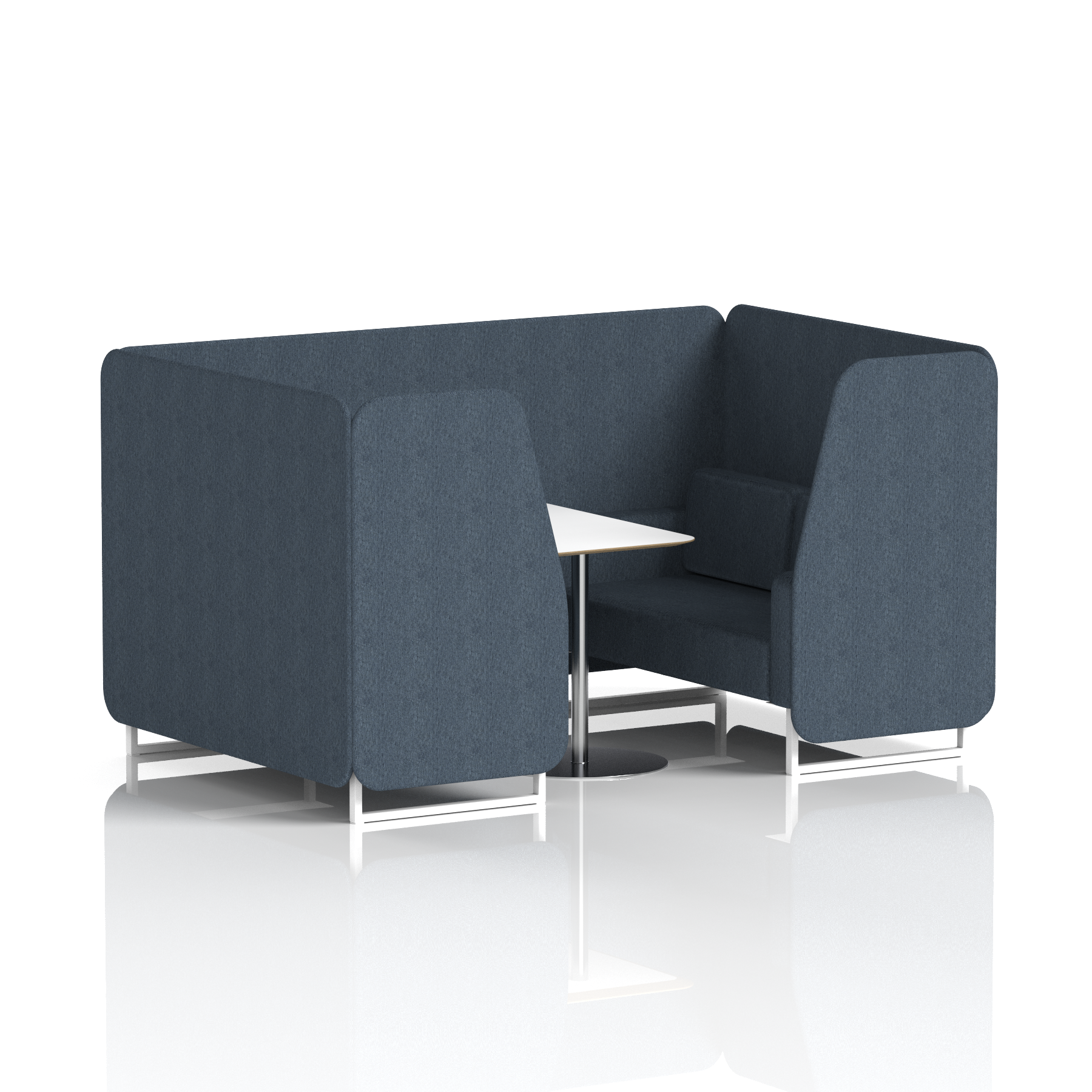 Brixworth Booth With White Legs And White Table In Single Tone 6 Seater Polygon Panels And Sofa Band 2 - X2