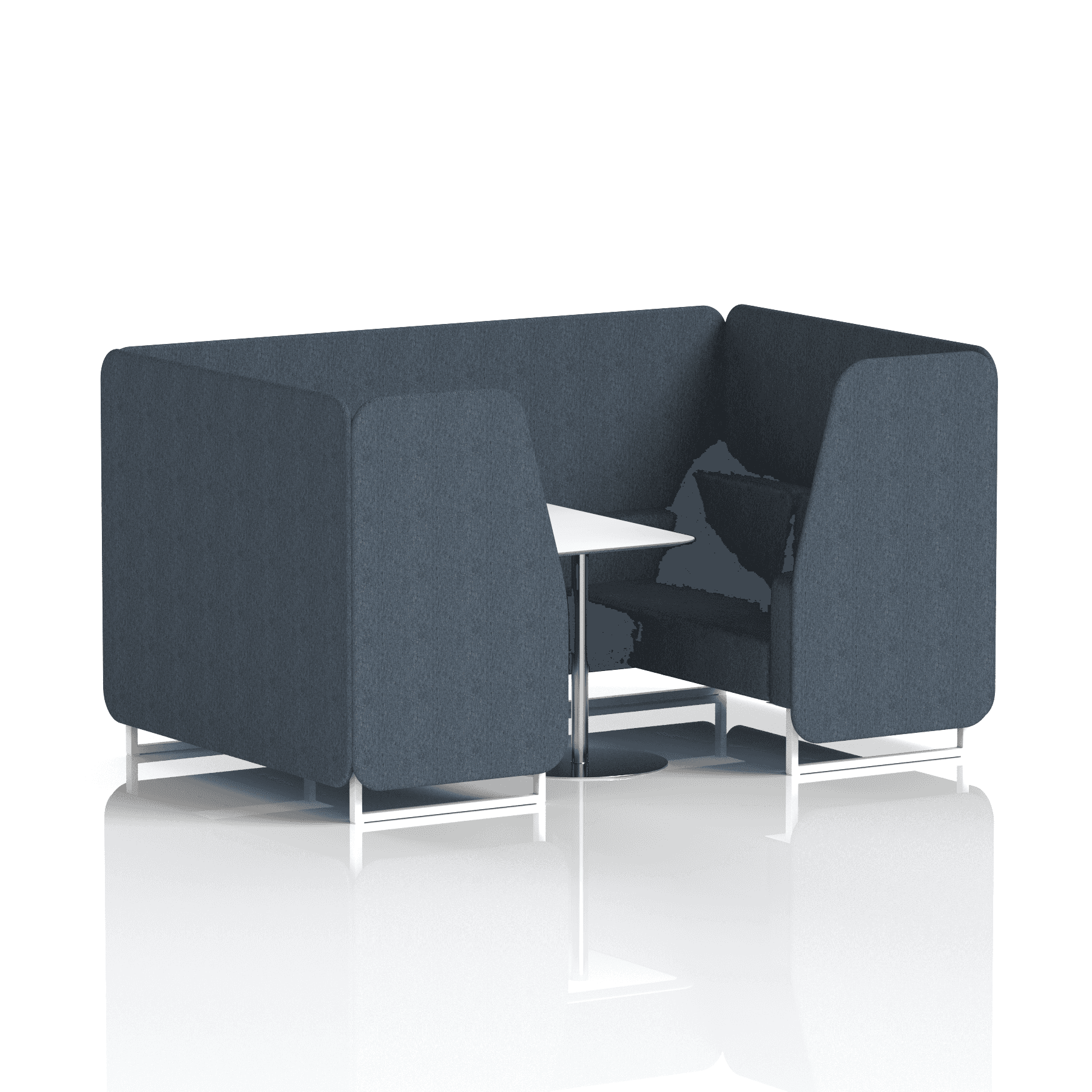 Brixworth Booth With White Legs And White Table In Single Tone 6 Seater Polygon Panels And Sofa Band 2 - X2