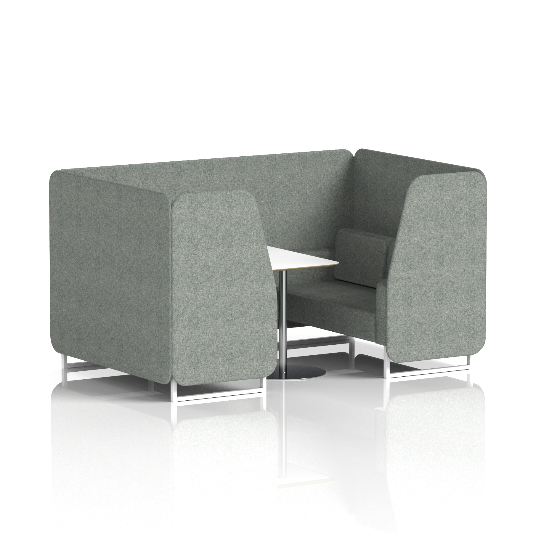 Brixworth Booth With White Legs And White Table In Single Tone 4 Seater Theory Panels And Sofa Band 2 - X2