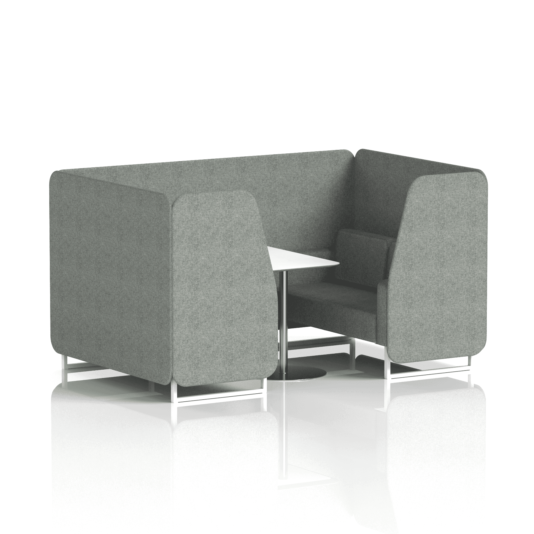 Brixworth Booth With White Legs And White Table In Single Tone 4 Seater Theory Panels And Sofa Band 2 - X2