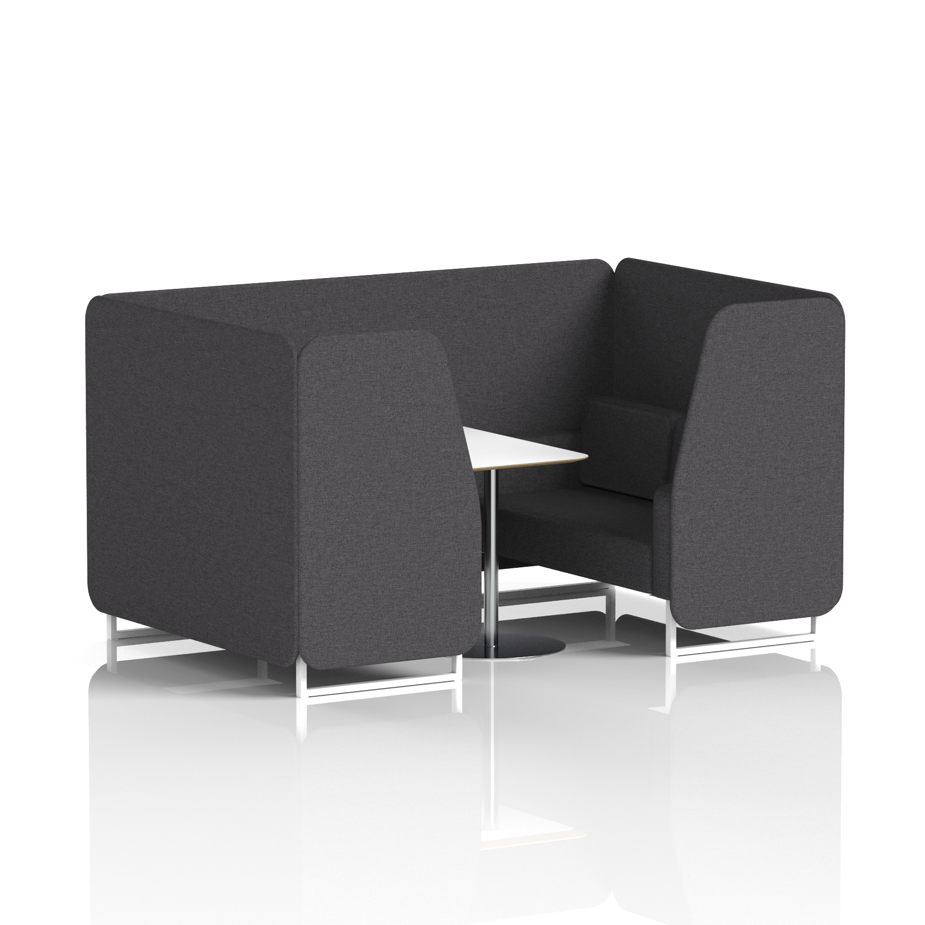 Brixworth Booth With White Legs And White Table In Single Tone 2 Seater Bank Panels And Sofa Band 3 - Main Line Flax