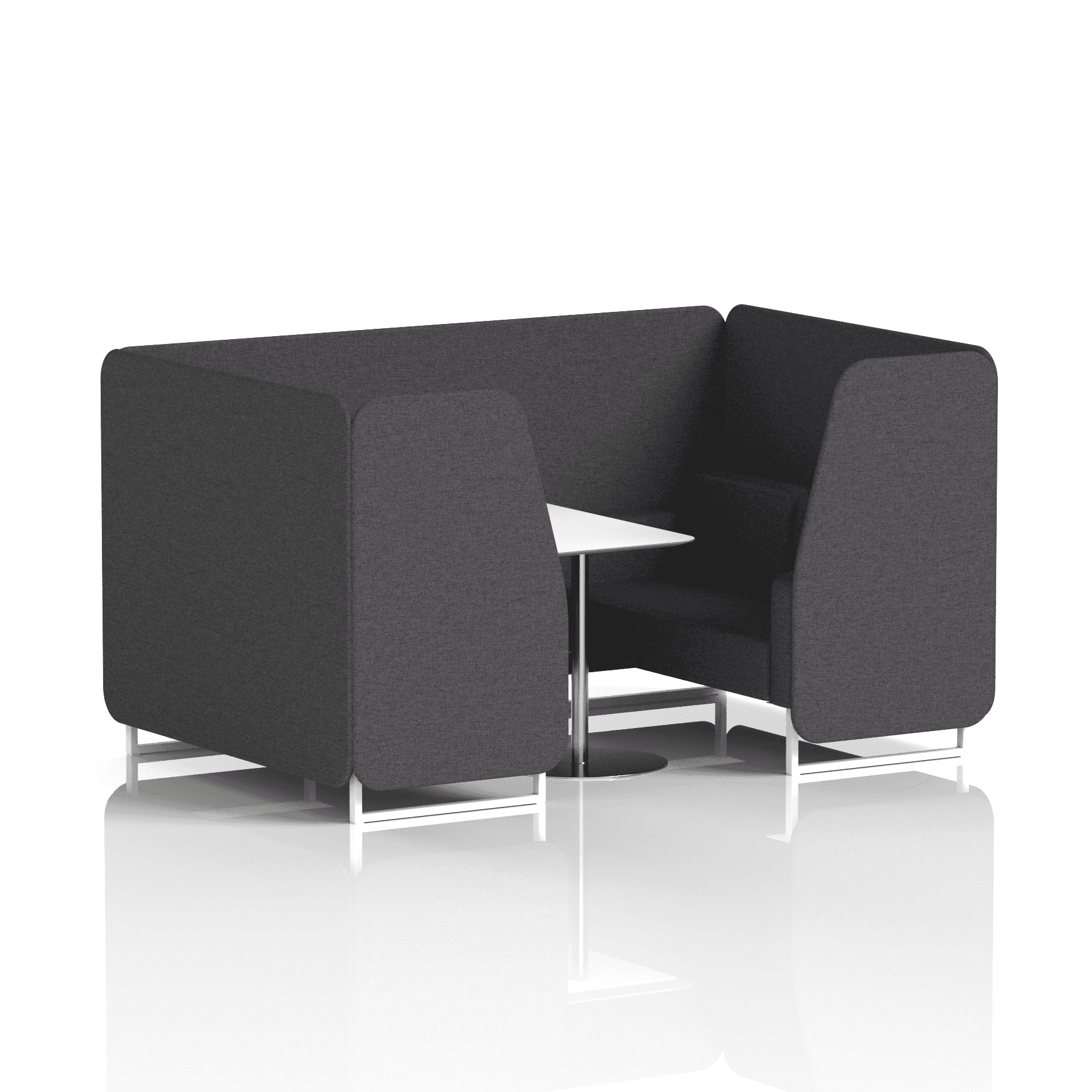Brixworth Booth With White Legs And White Table In Single Tone 2 Seater Bank Panels And Sofa Band 3 - Main Line Flax