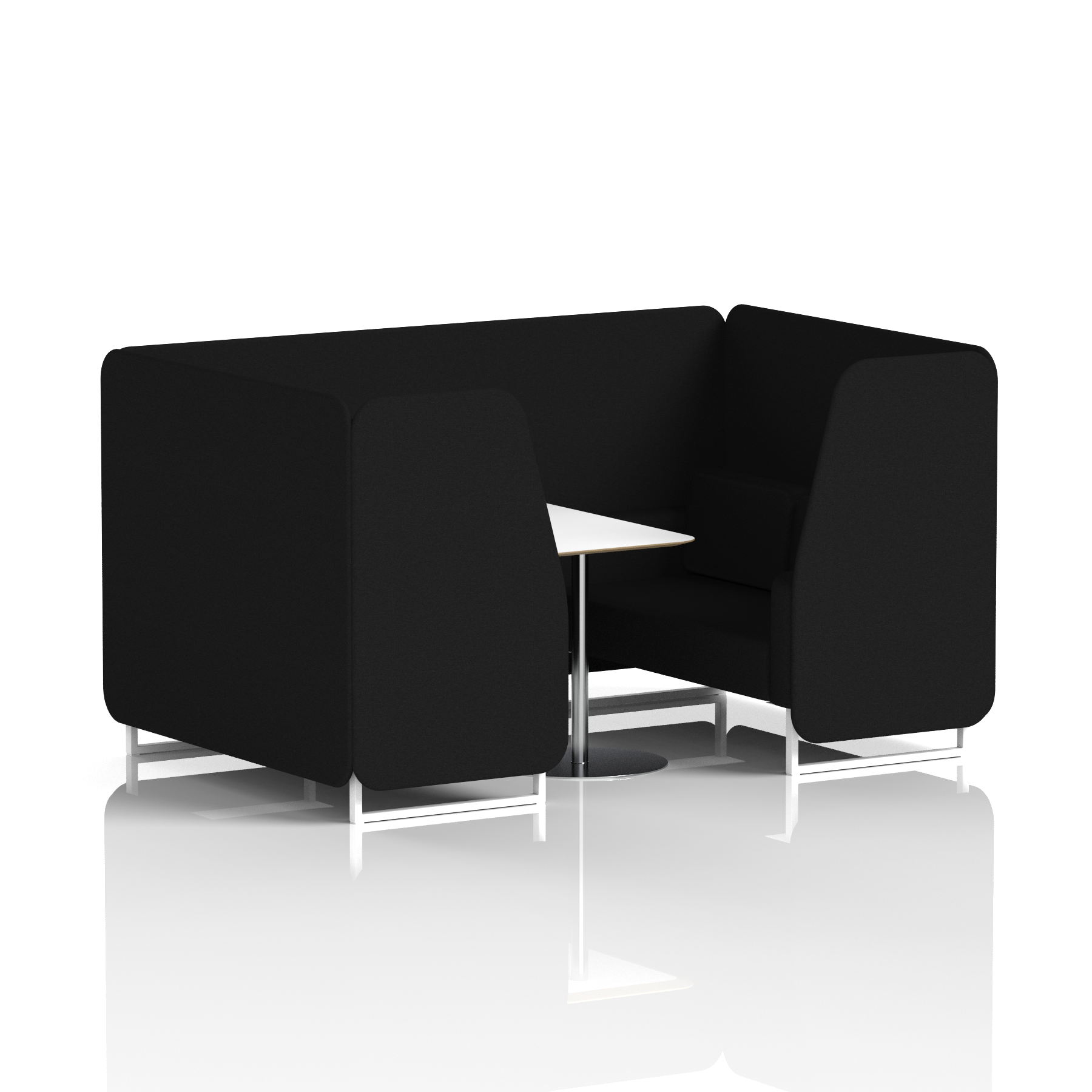 Brixworth Booth With White Legs And White Table In Single Tone 6 Seater Bank Panels And Sofa Band 3 - Main Line Flax