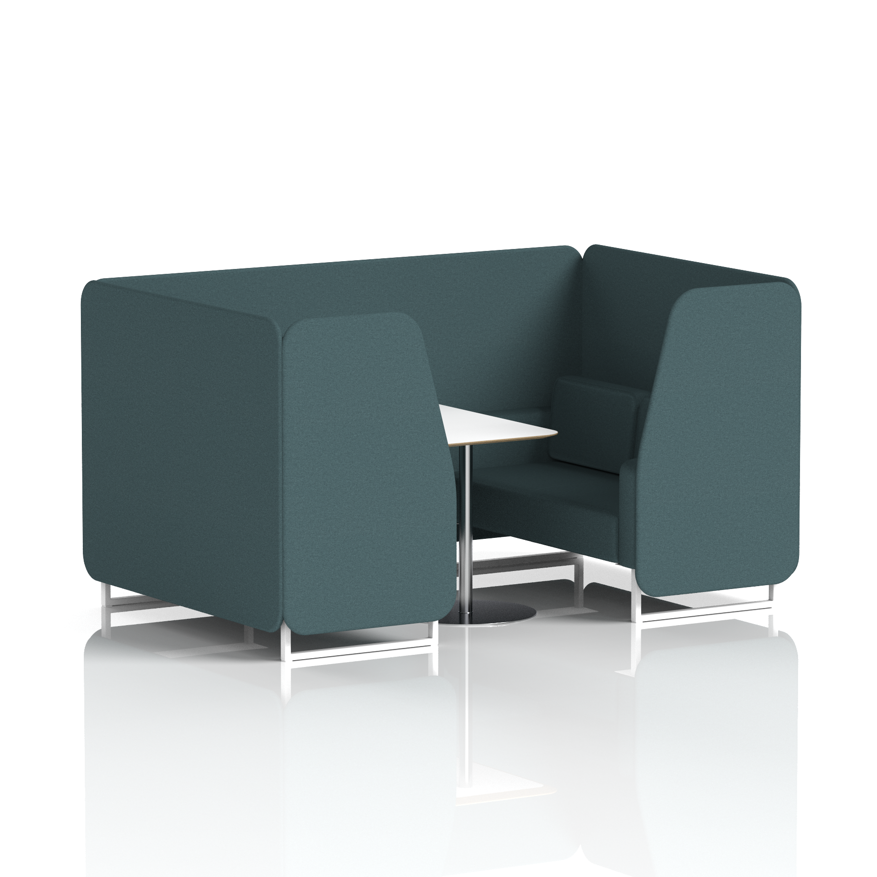 Brixworth Booth With White Legs And White Table In Single Tone 4 Seater Monument Panels And Sofa Band 3 - Main Line Flax