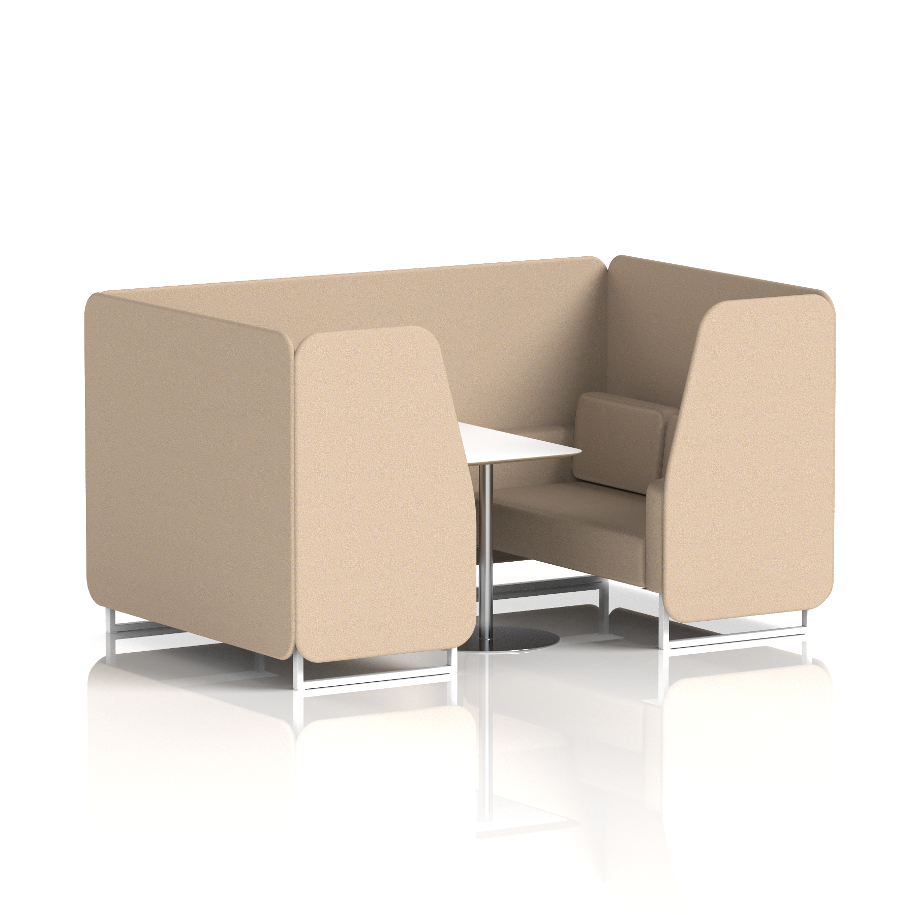 Brixworth Booth With White Legs And White Table In Single Tone 2 Seater Upminster Panels And Sofa Band 3 - Main Line Flax