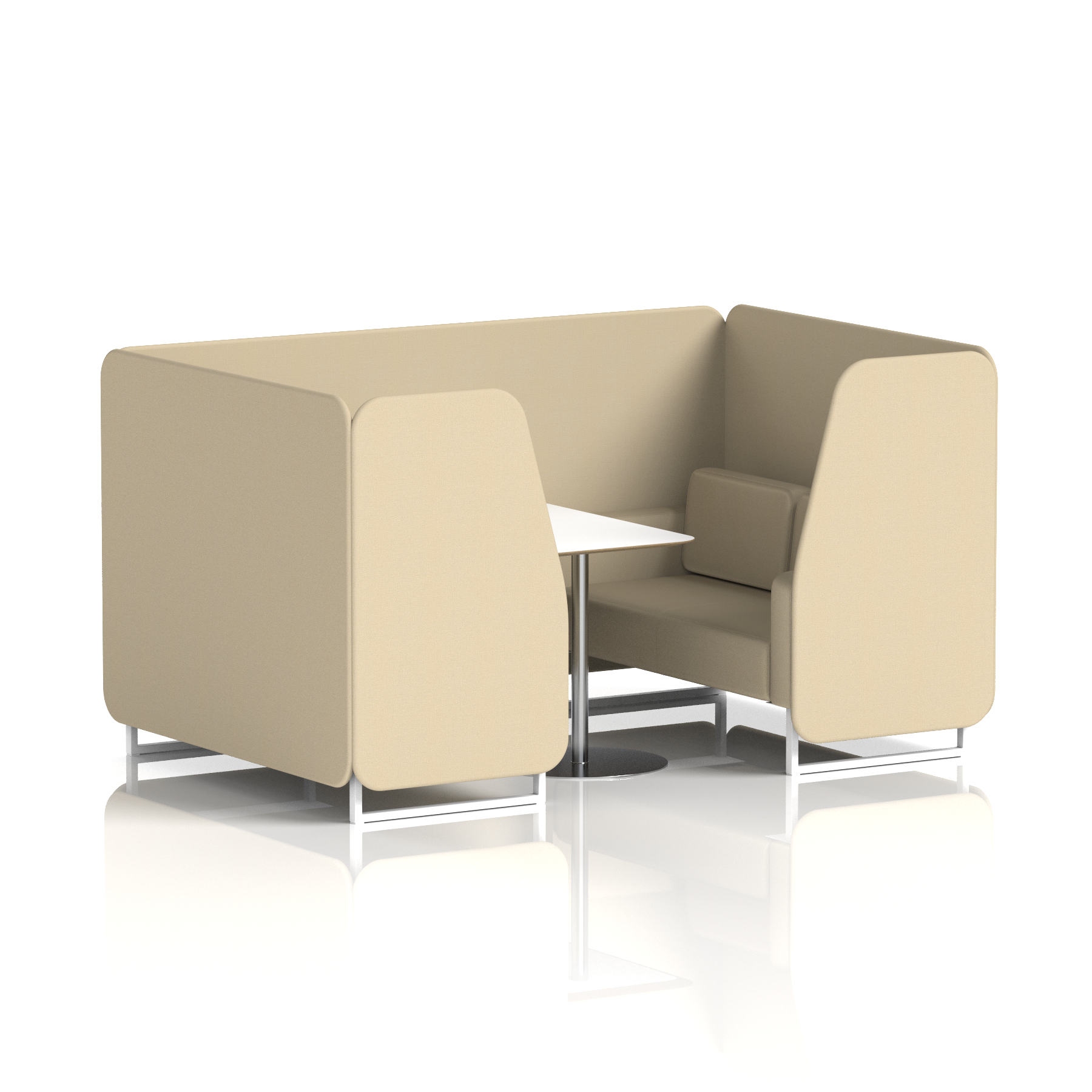 Brixworth Booth With White Legs And White Table In Single Tone 6 Seater Alike Panels And Sofa Band 4 - Synergy