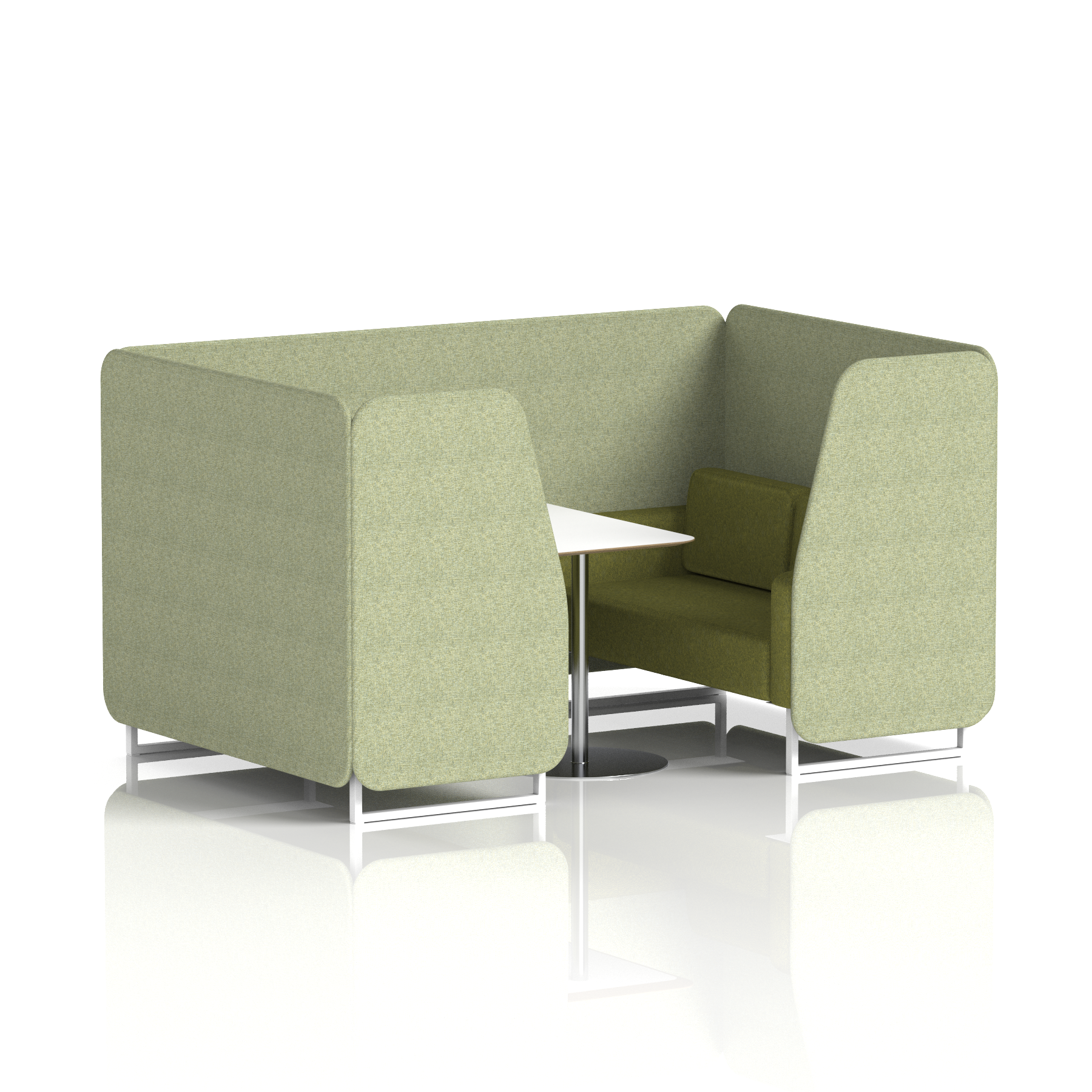 Brixworth Booth With White Legs And White Table In Two Tone 2 Seater Polygon Panels And Calculus Sofa Band 2 - X2