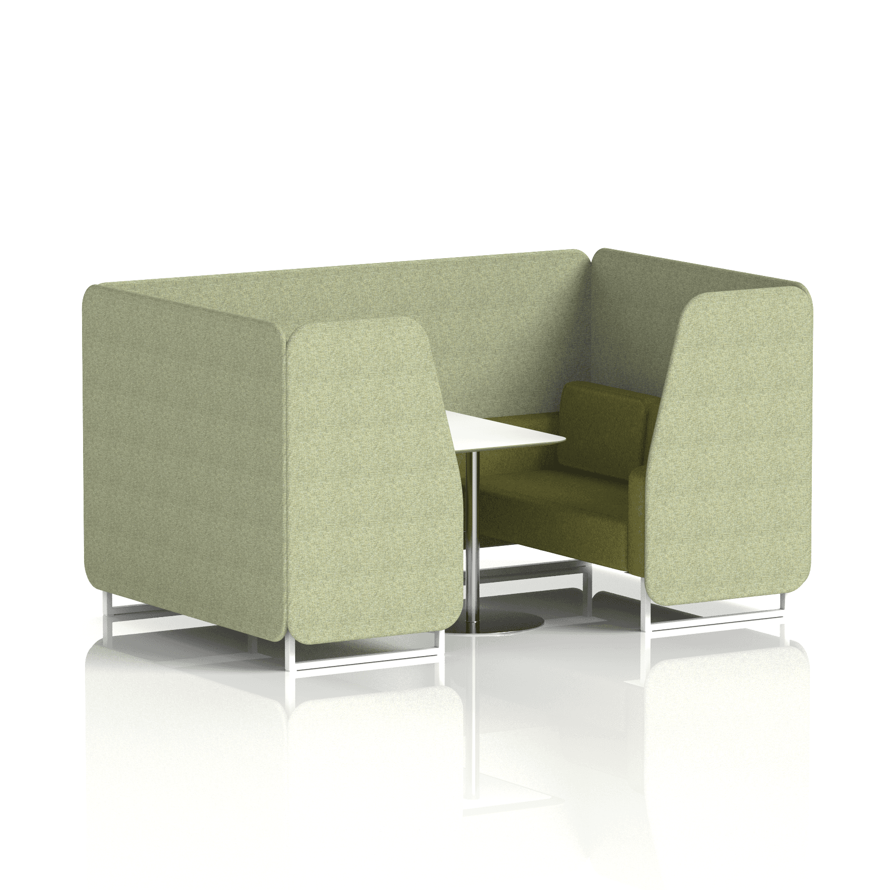 Brixworth Booth With White Legs And White Table In Two Tone 2 Seater Polygon Panels And Calculus Sofa Band 2 - X2