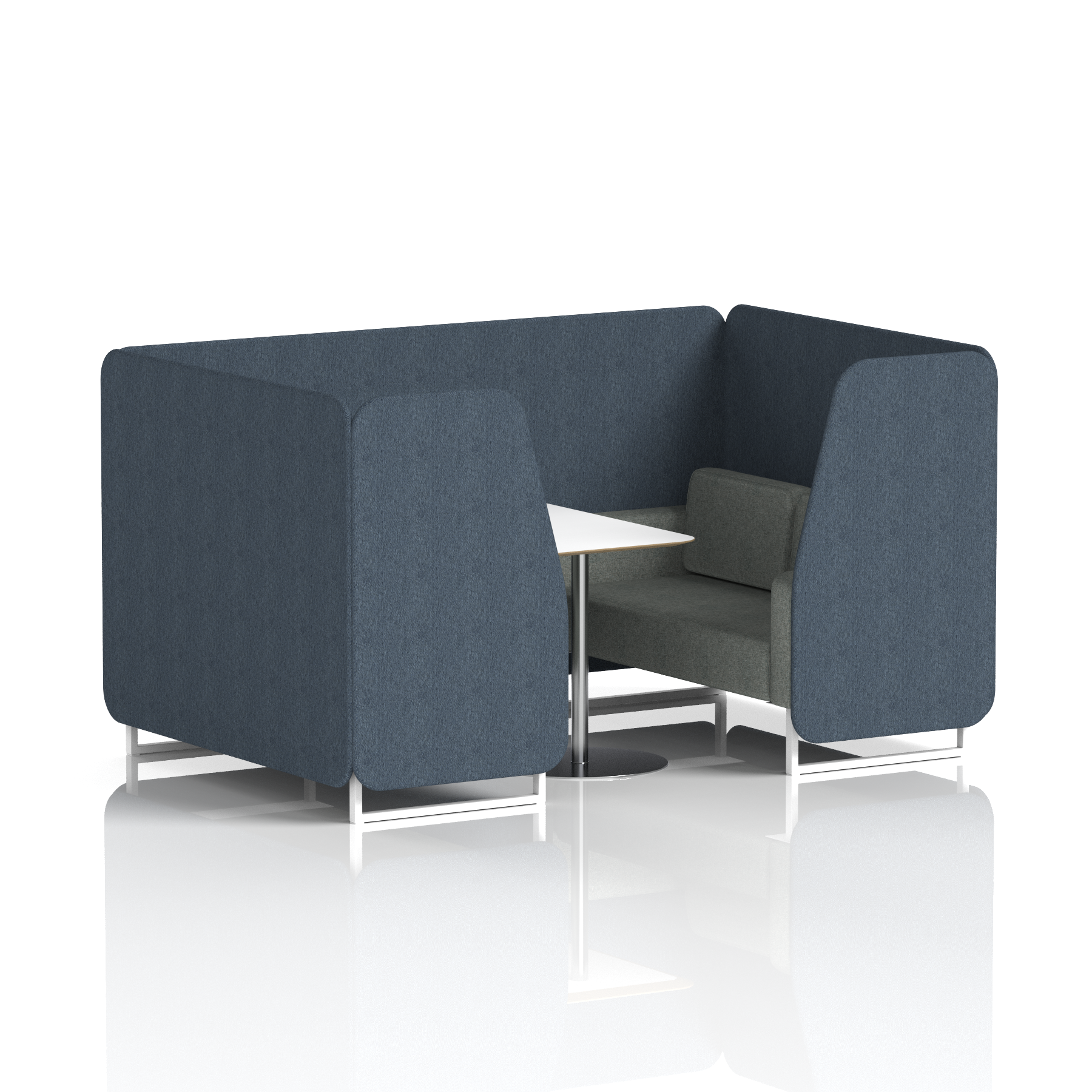 Brixworth Booth With White Legs And White Table In Two Tone 6 Seater Polygon Panels And Calculus Sofa Band 2 - X2