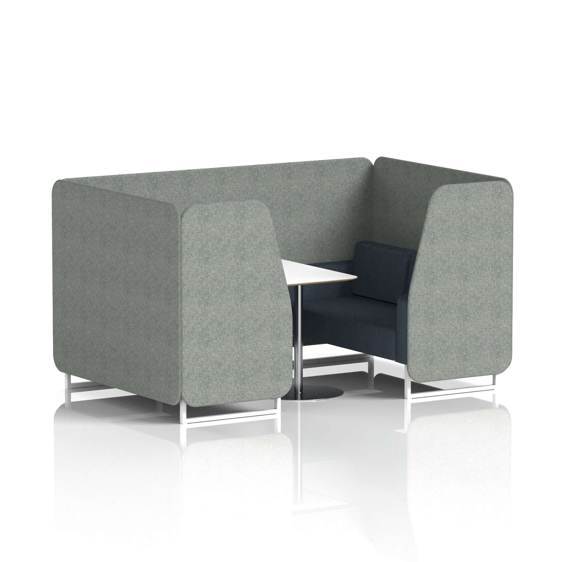 Brixworth Booth With White Legs And White Table In Two Tone 4 Seater Theory Panels And Diameter Sofa Band 2 - X2