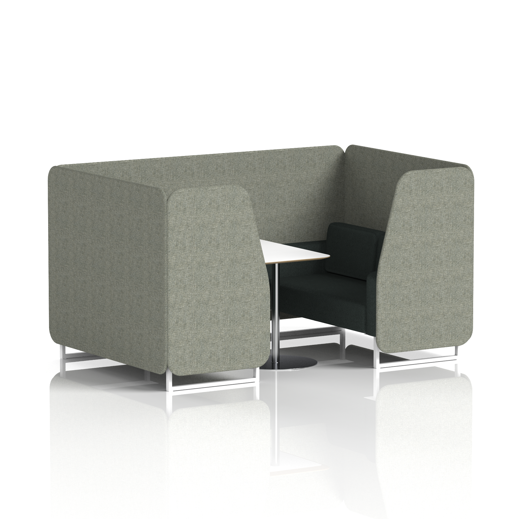 Brixworth Booth With White Legs And White Table In Two Tone 6 Seater Theory Panels And Diameter Sofa Band 2 - X2