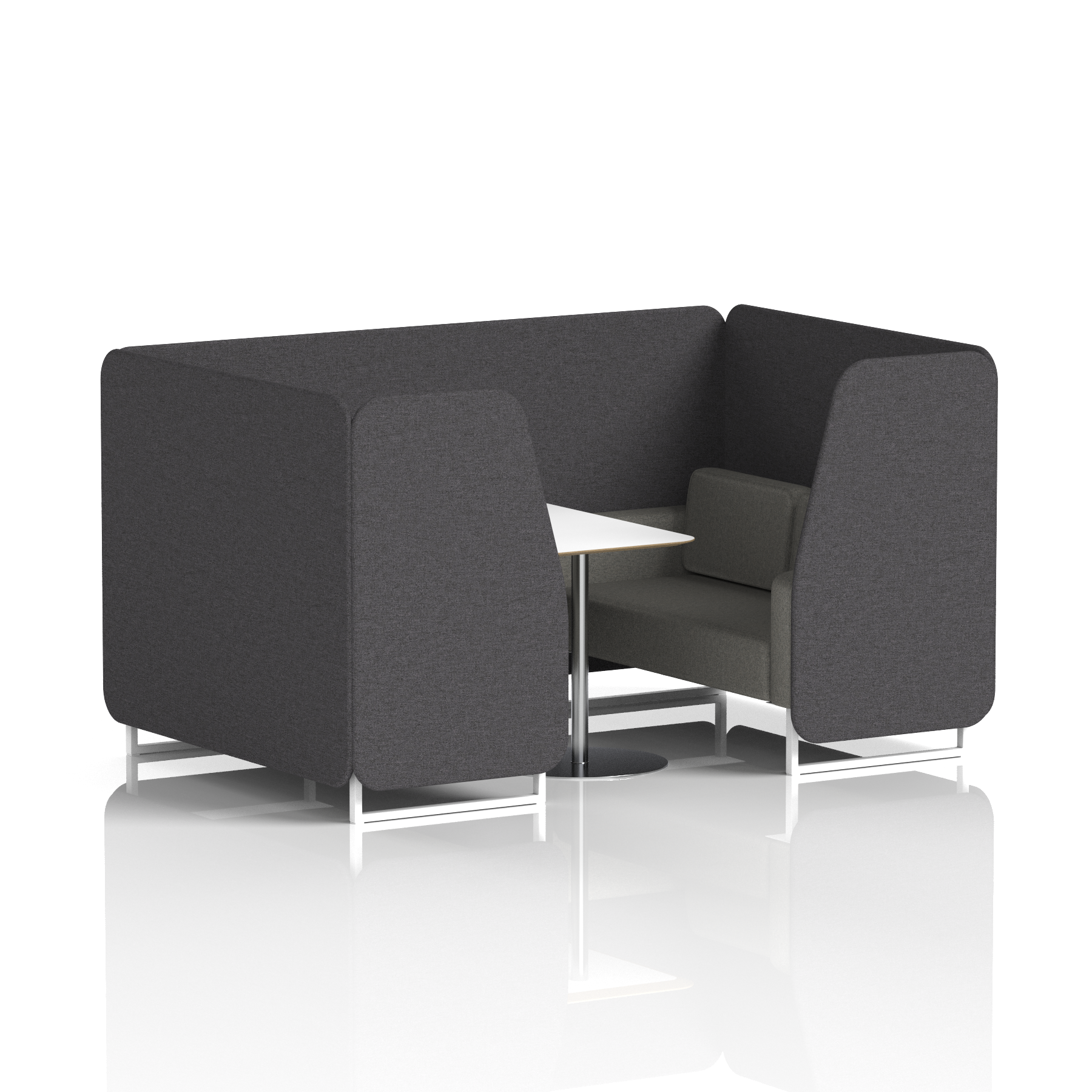 Brixworth Booth With White Legs And White Table In Two Tone 2 Seater Bank Panels And Upminster Sofa Band 3 - Main Line Flax