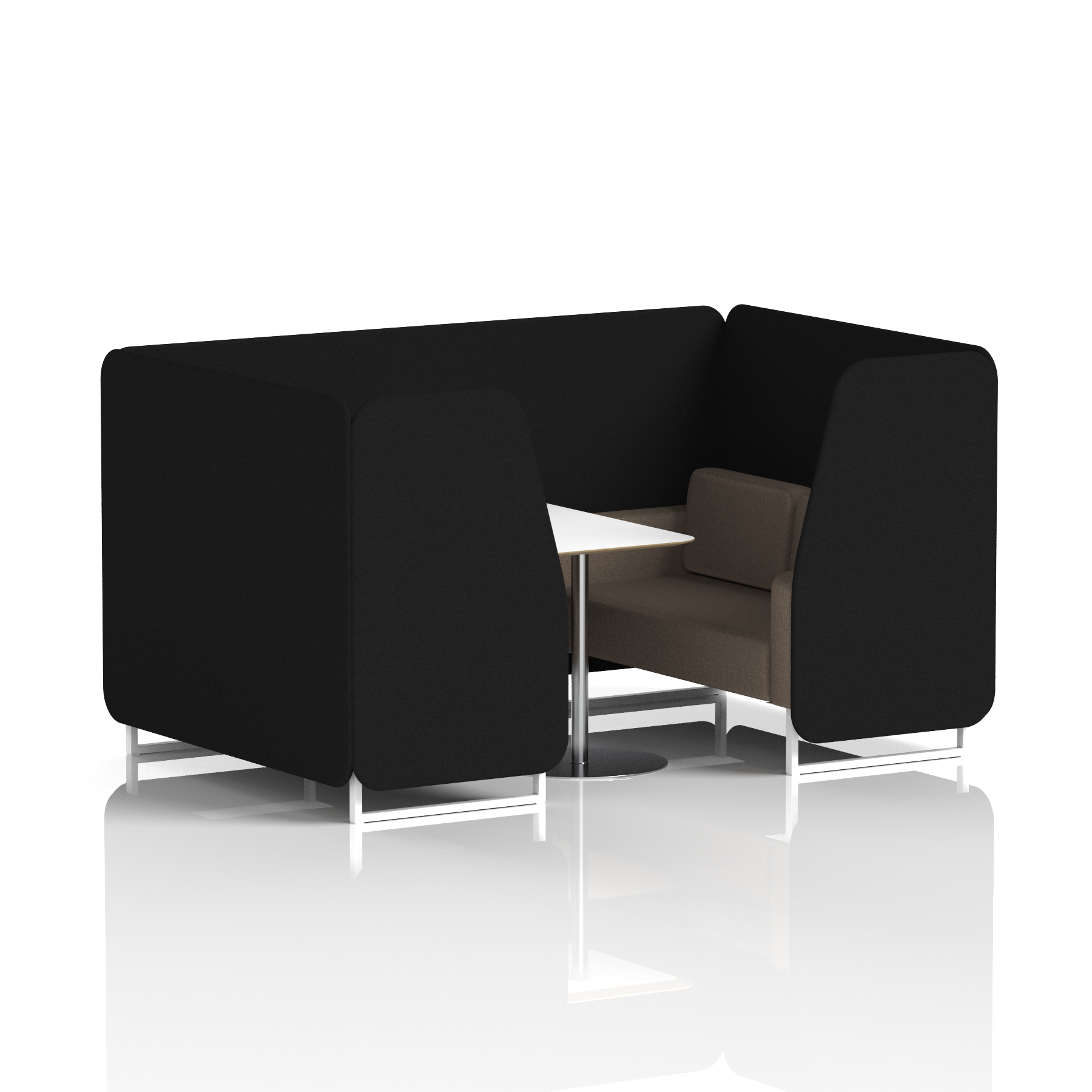 Brixworth Booth With White Legs And White Table In Two Tone 6 Seater Bank Panels And Upminster Sofa Band 3 - Main Line Flax