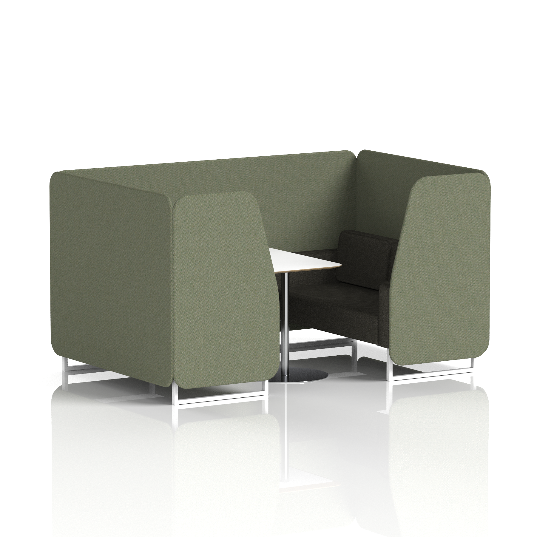 Brixworth Booth With White Legs And White Table In Two Tone 4 Seater Newbury Panels And Westminster Sofa Band 3 - Main Line Flax