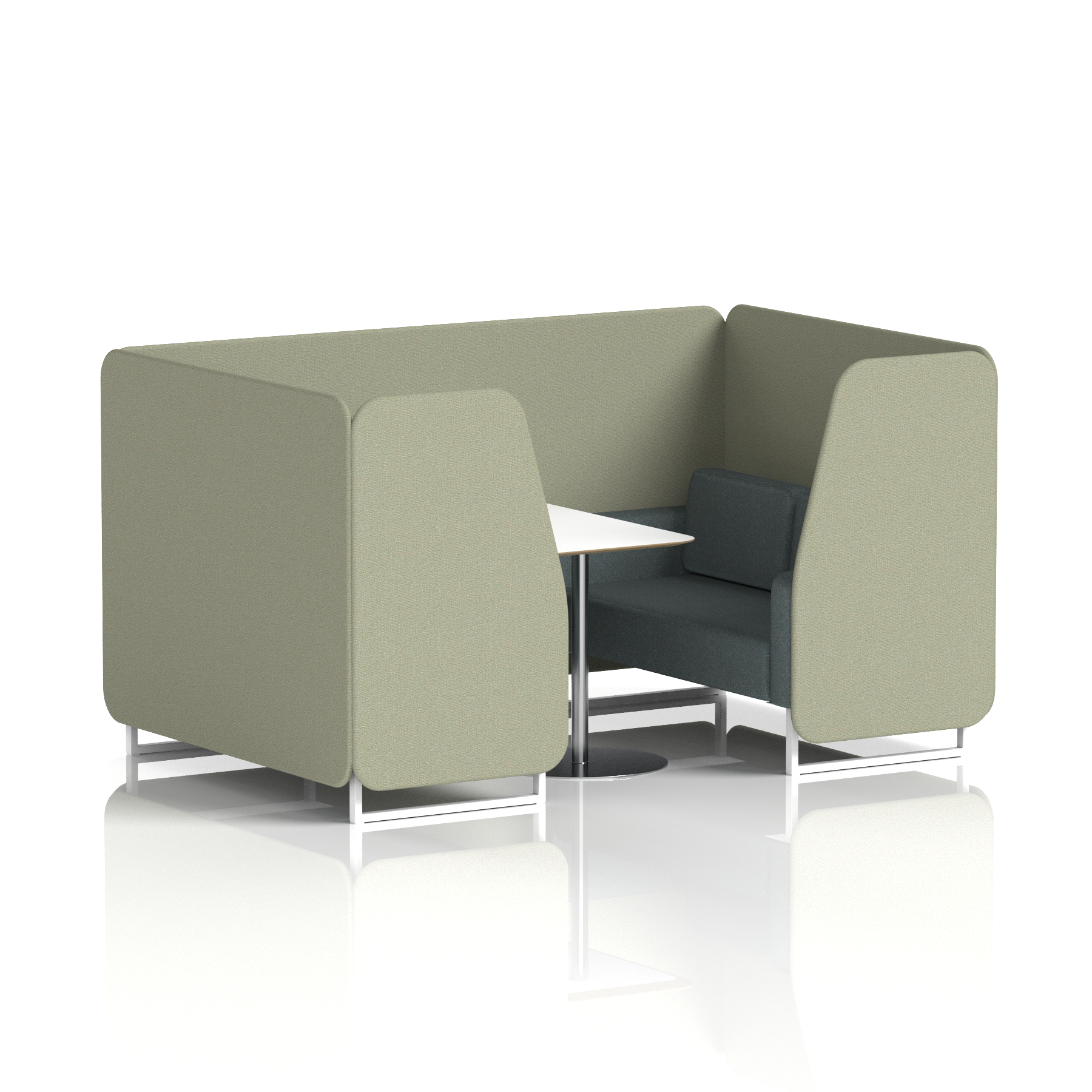 Brixworth Booth With White Legs And White Table In Two Tone 6 Seater Newbury Panels And Westminster Sofa Band 3 - Main Line Flax