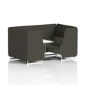 Brixworth Booth With White Legs And White Table In Two Tone 2 Seater Temple Panels And Monument Sofa Band 3 - Main Line Flax