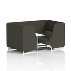 Brixworth Booth With White Legs And White Table In Two Tone 2 Seater Temple Panels And Monument Sofa Band 3 - Main Line Flax