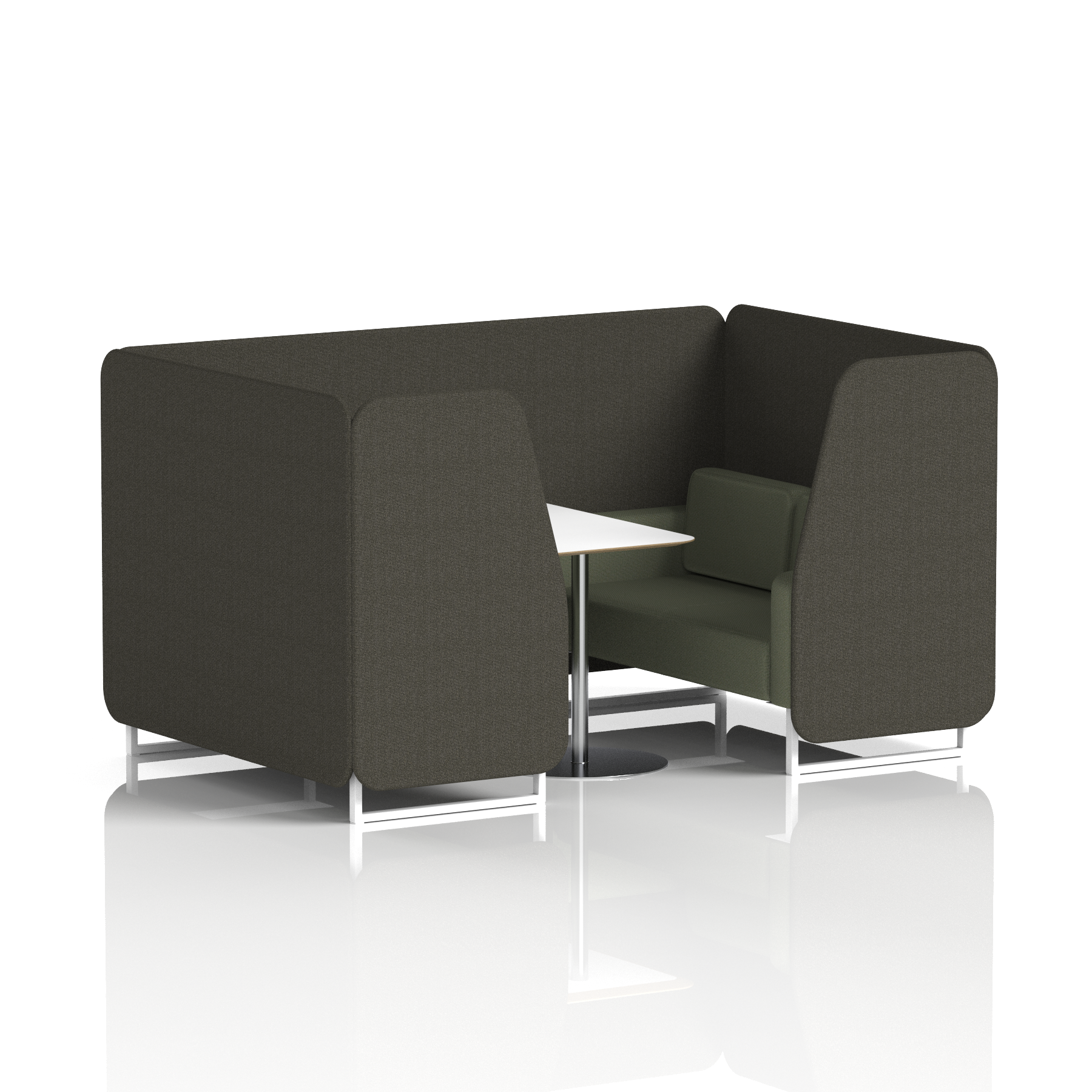 Brixworth Booth With White Legs And White Table In Two Tone 2 Seater Temple Panels And Monument Sofa Band 3 - Main Line Flax