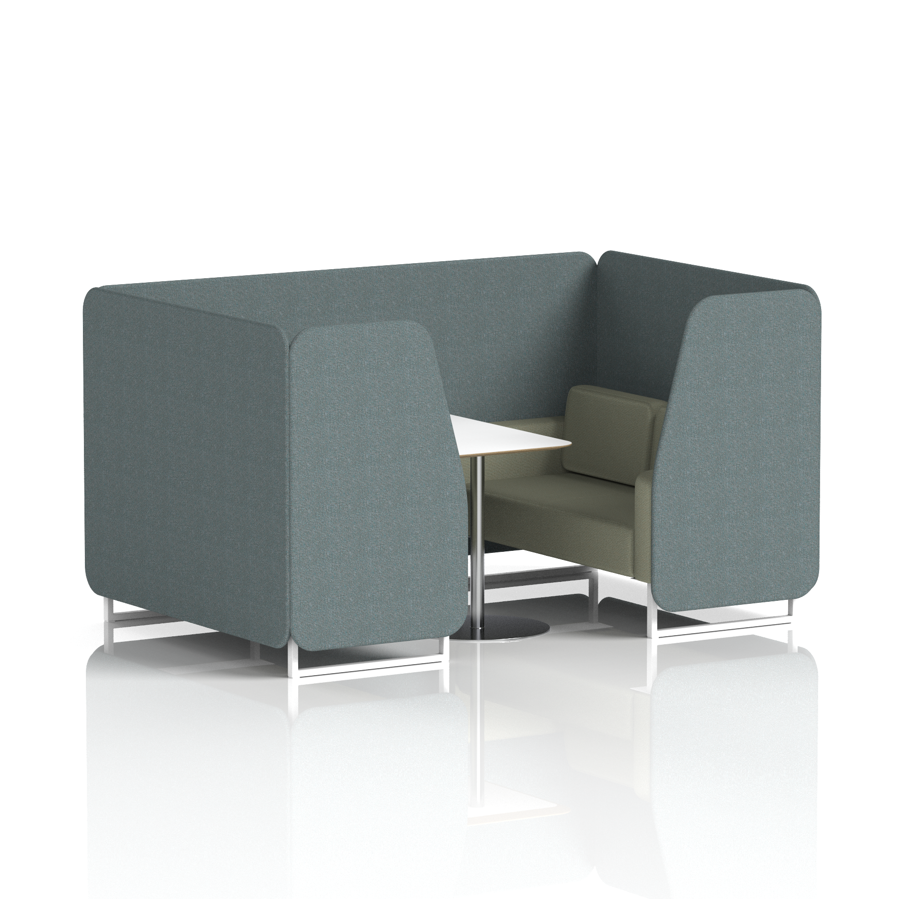 Brixworth Booth With White Legs And White Table In Two Tone 6 Seater Temple Panels And Monument Sofa Band 3 - Main Line Flax