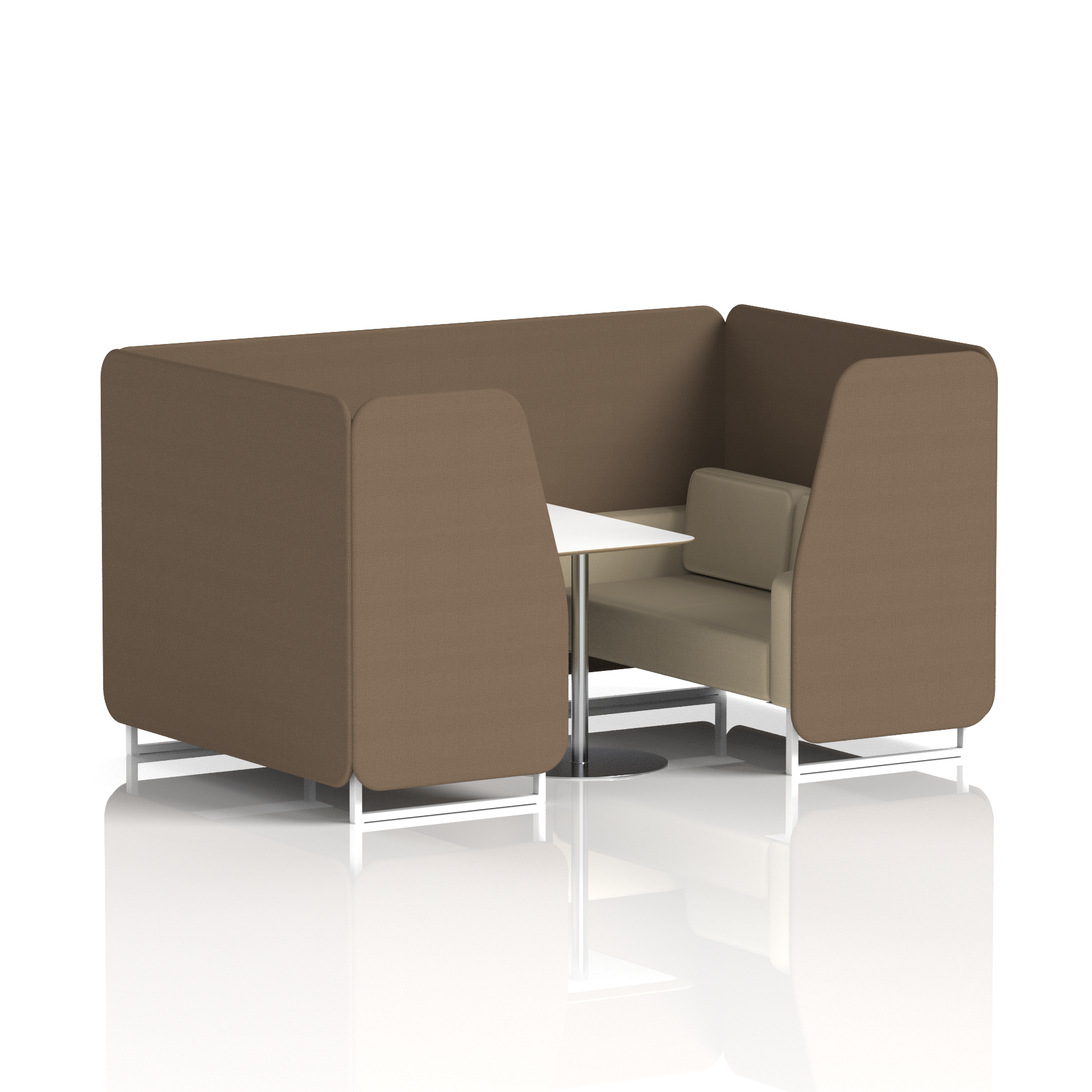Brixworth Booth With White Legs And White Table In Two Tone 6 Seater Affix Panels And Wed Sofa Band 4 - Synergy