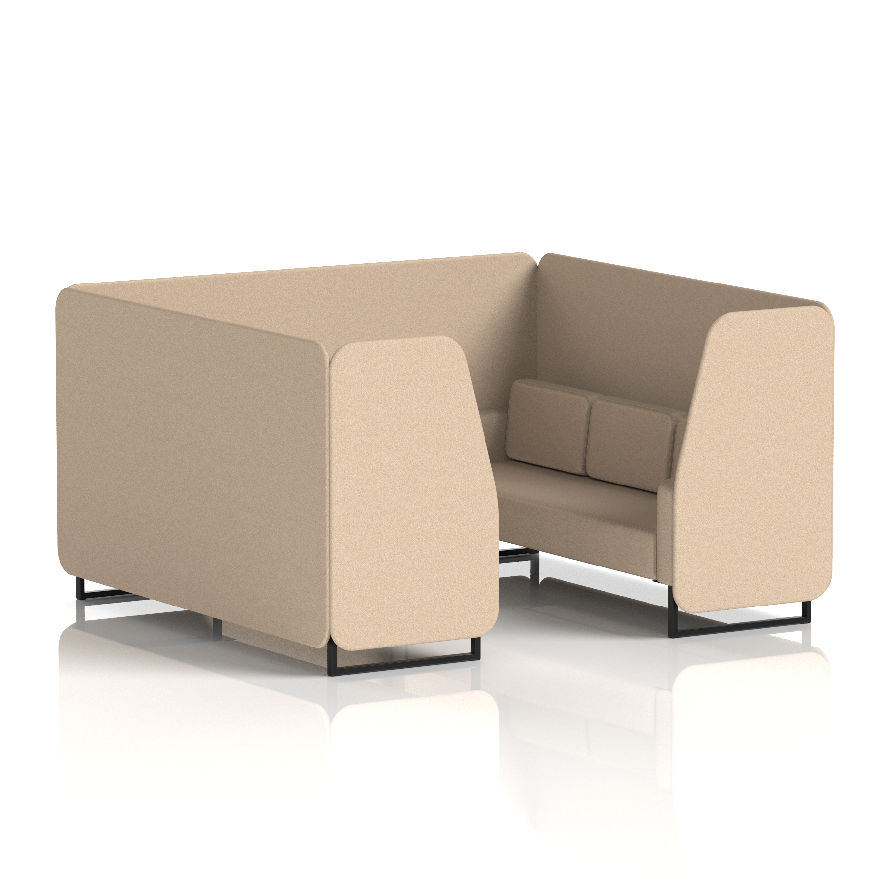 Brixworth Booth With Black Legs in Single Tone 2 Seater Osaka Panels And Sofa Band 5 - Sumi