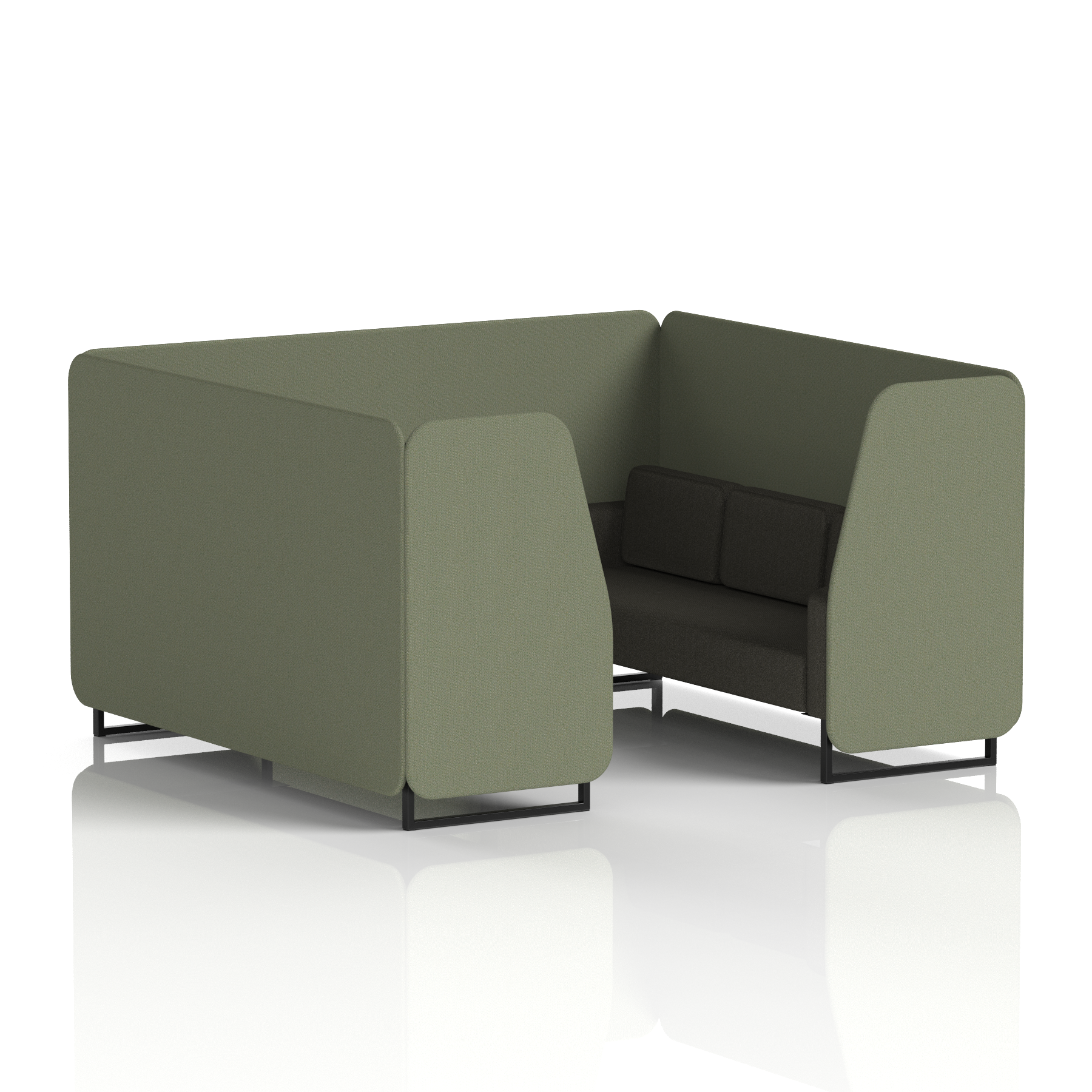 Brixworth Booth With Black Legs in Two Tone 4 Seater Handa Panels And Uto Sofa Band 5 - Sumi
